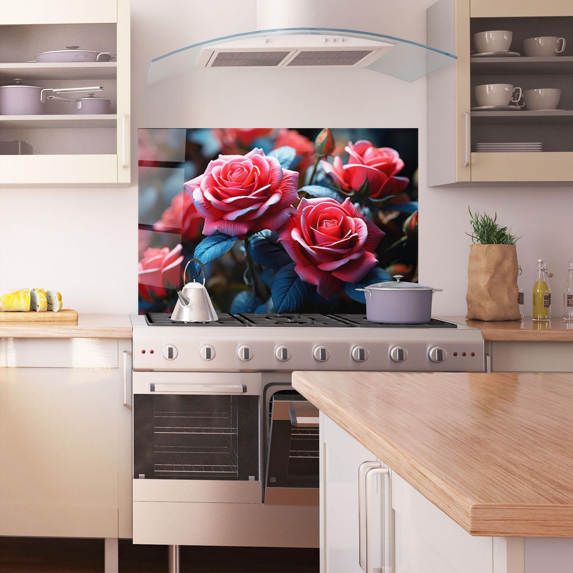 Küchenrückwand Glas Dark Pink Rose mockup 1