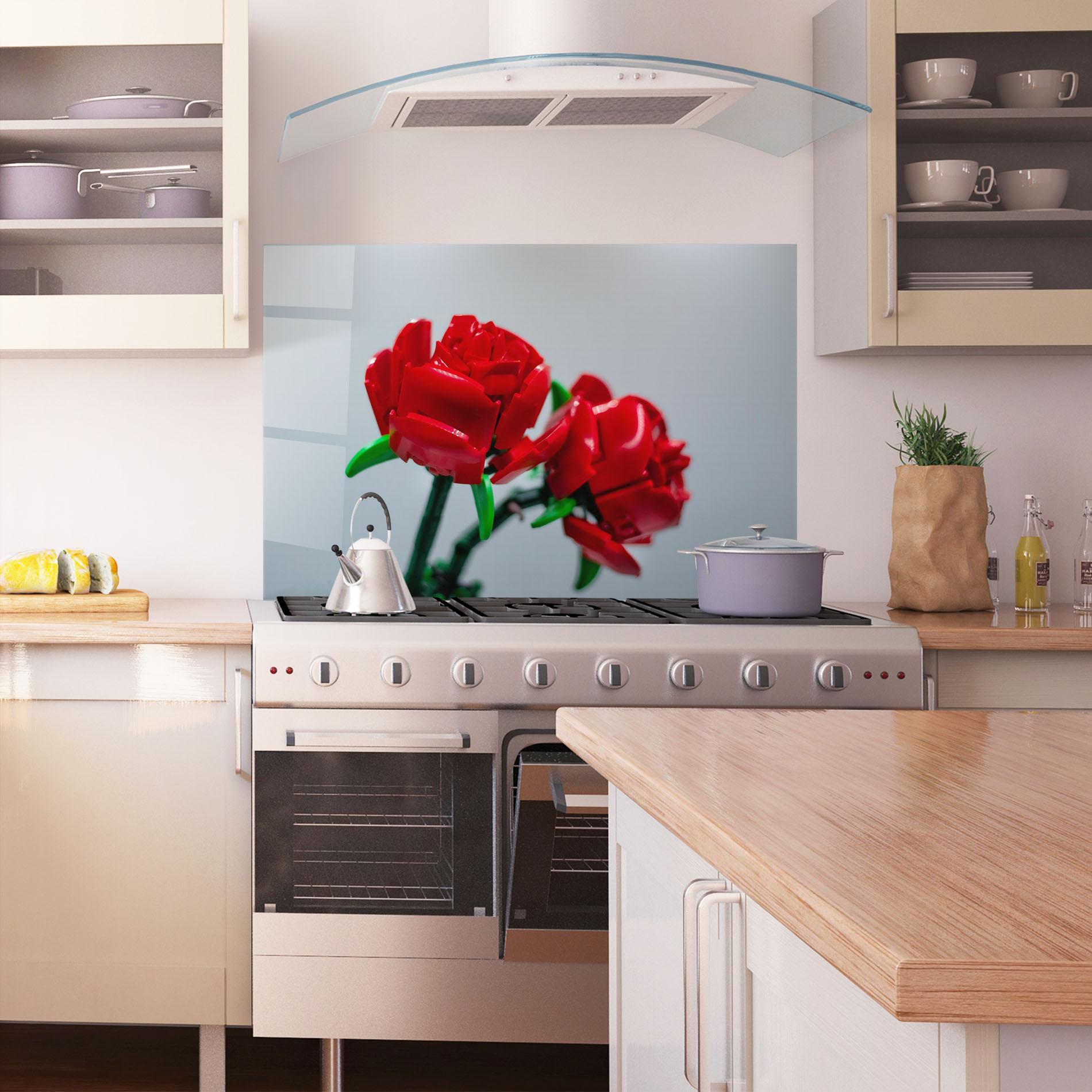 Küchenrückwand Glas Lego Red Roses mockup 1