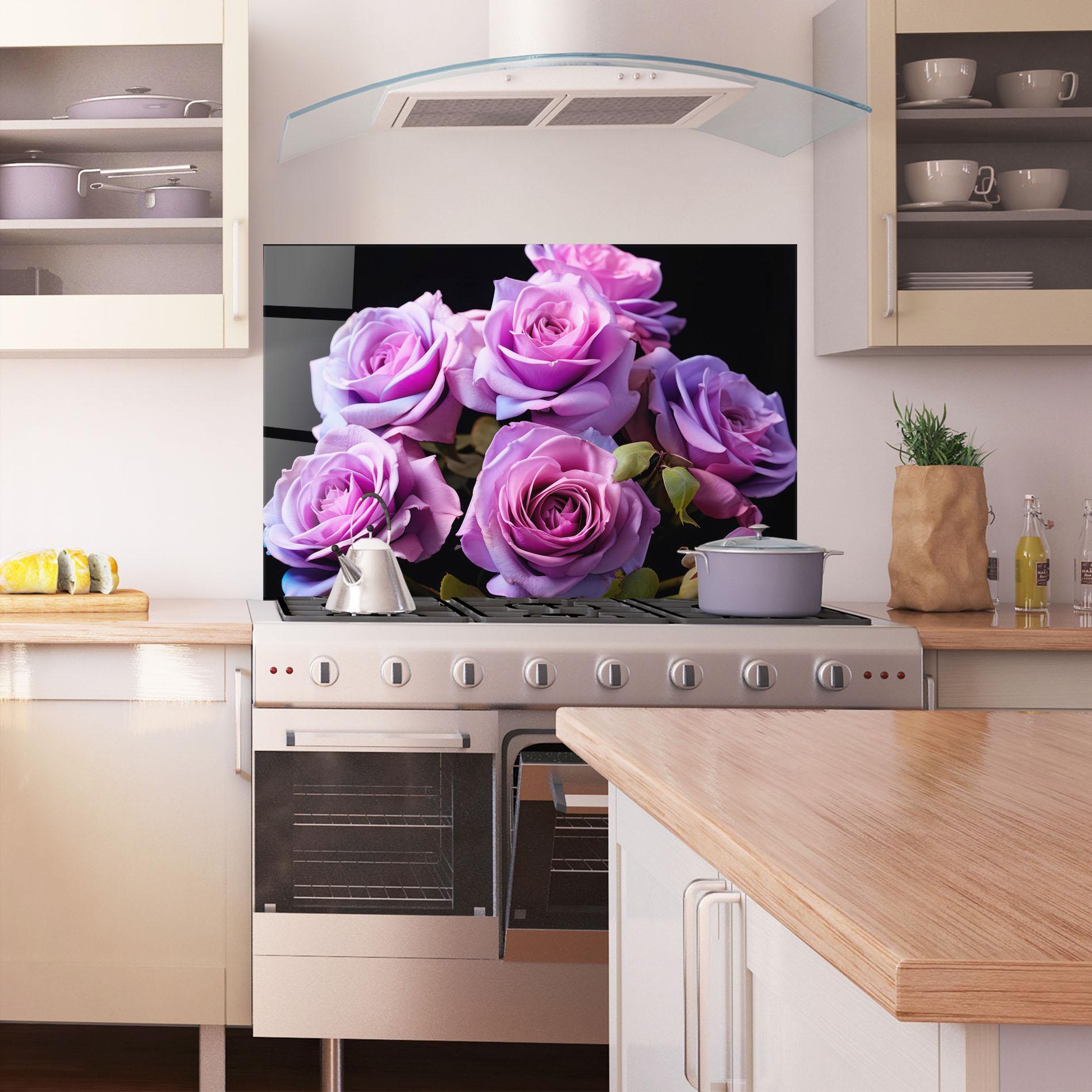 Küchenrückwand Glas Light Purple Rose mockup 1