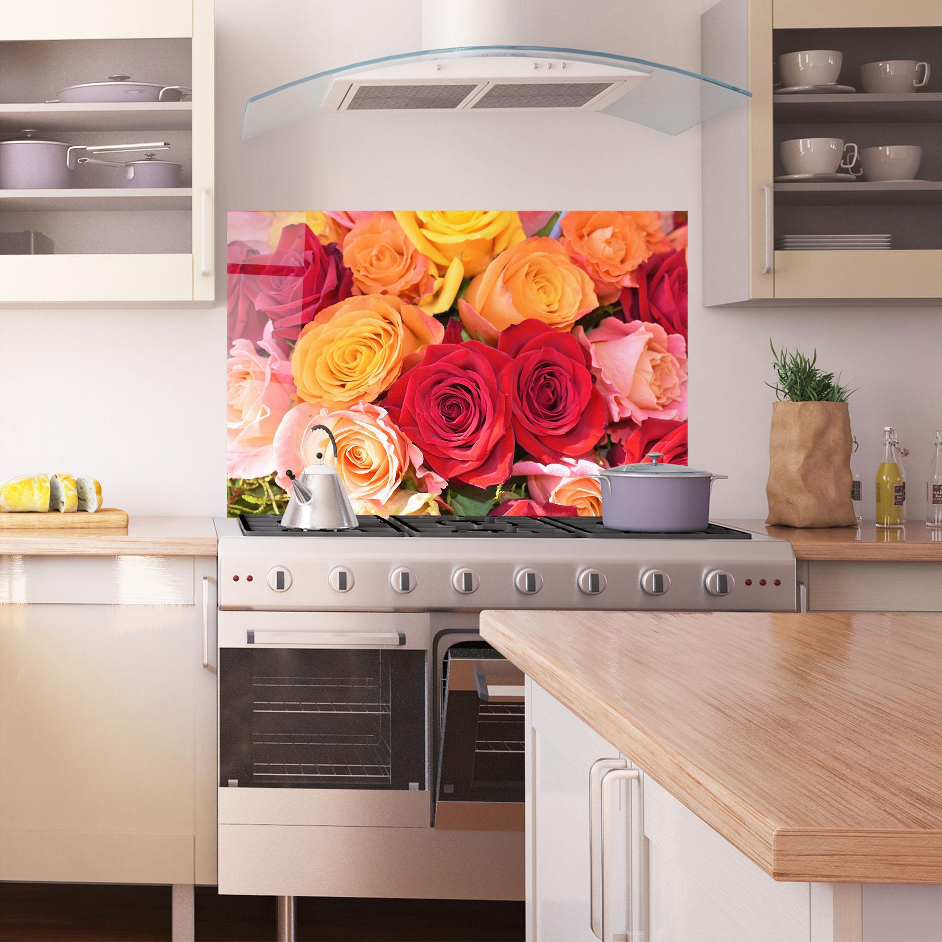 Küchenrückwand Glas Mixed Roses mockup 1