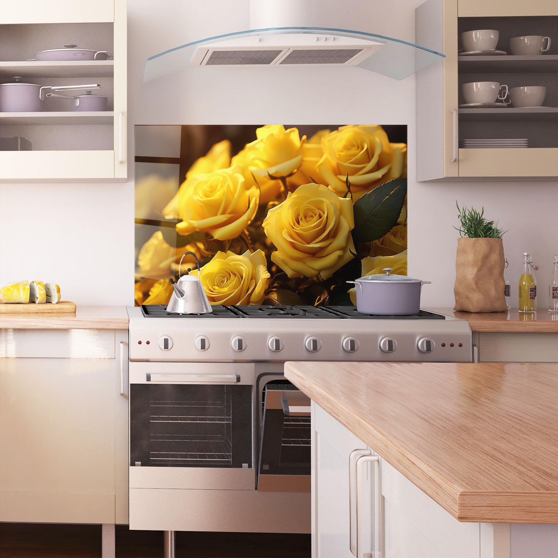 Küchenrückwand Glas Yellow Rose mockup 1