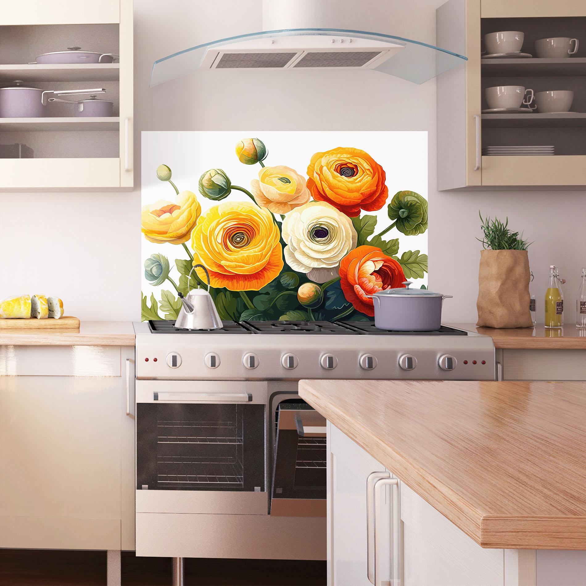 Küchenrückwand Glas Yellow Roses mockup 1