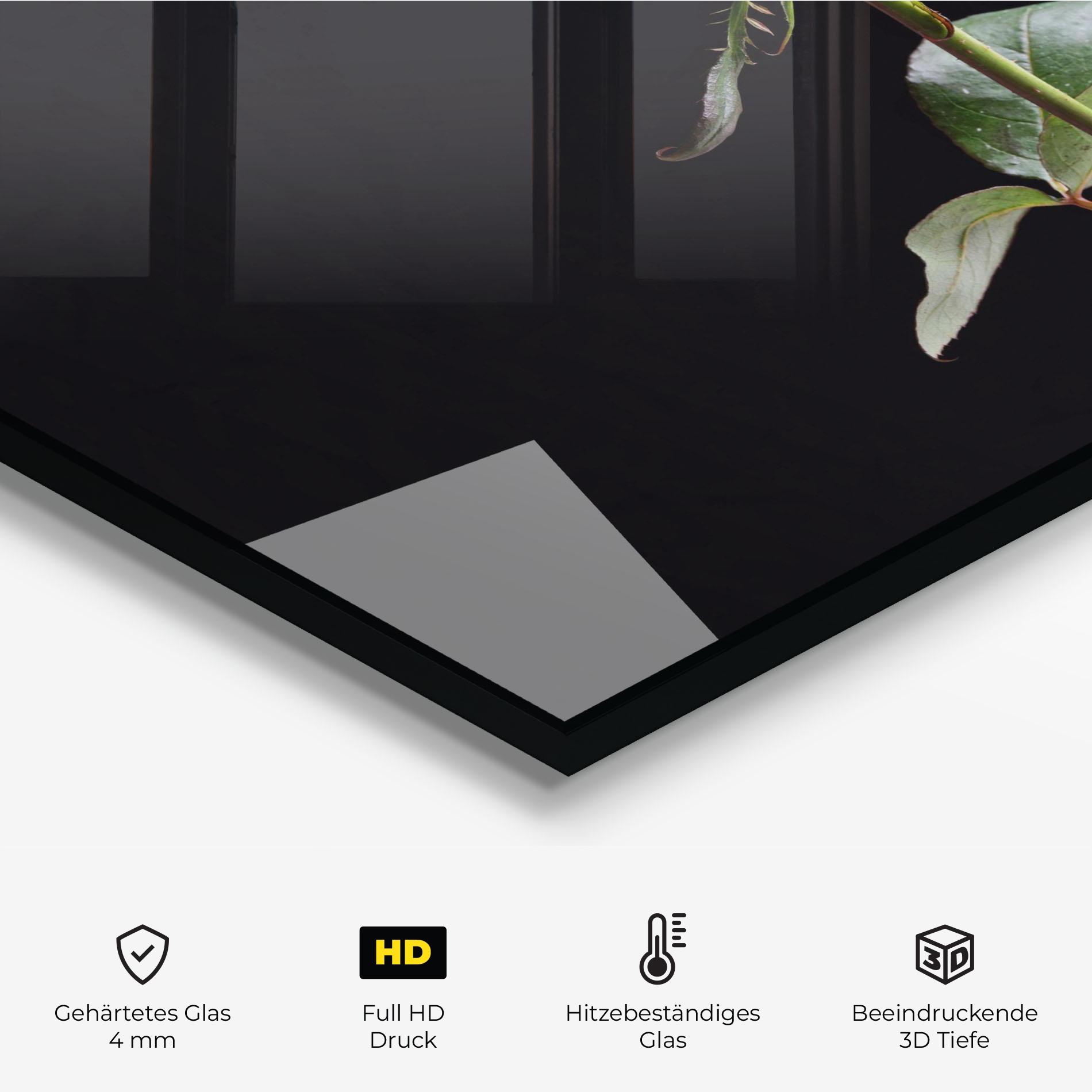 Küchenrückwand Glas Beautiful Red Rose mockup 2