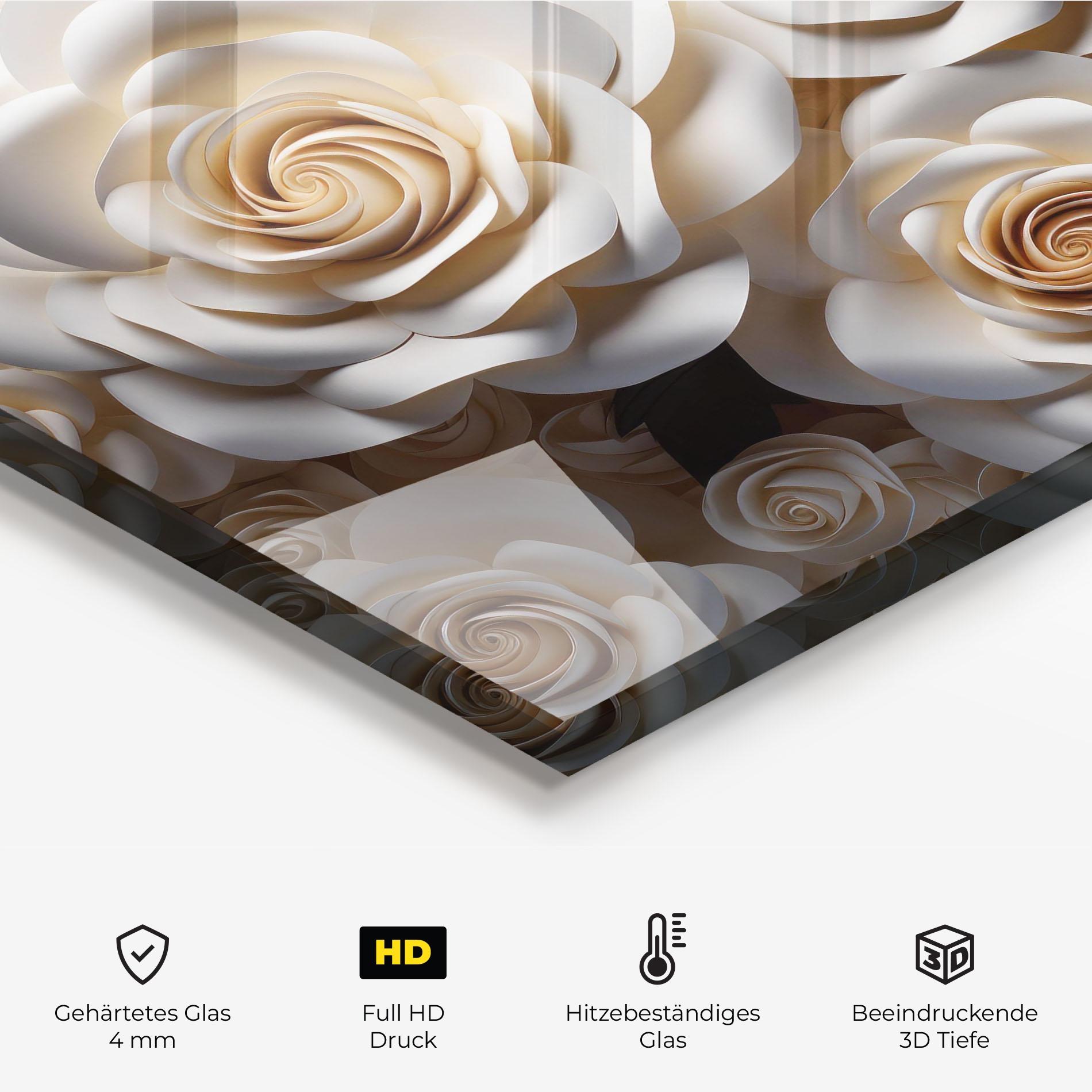 Küchenrückwand Glas Cream Roses Wall mockup 2