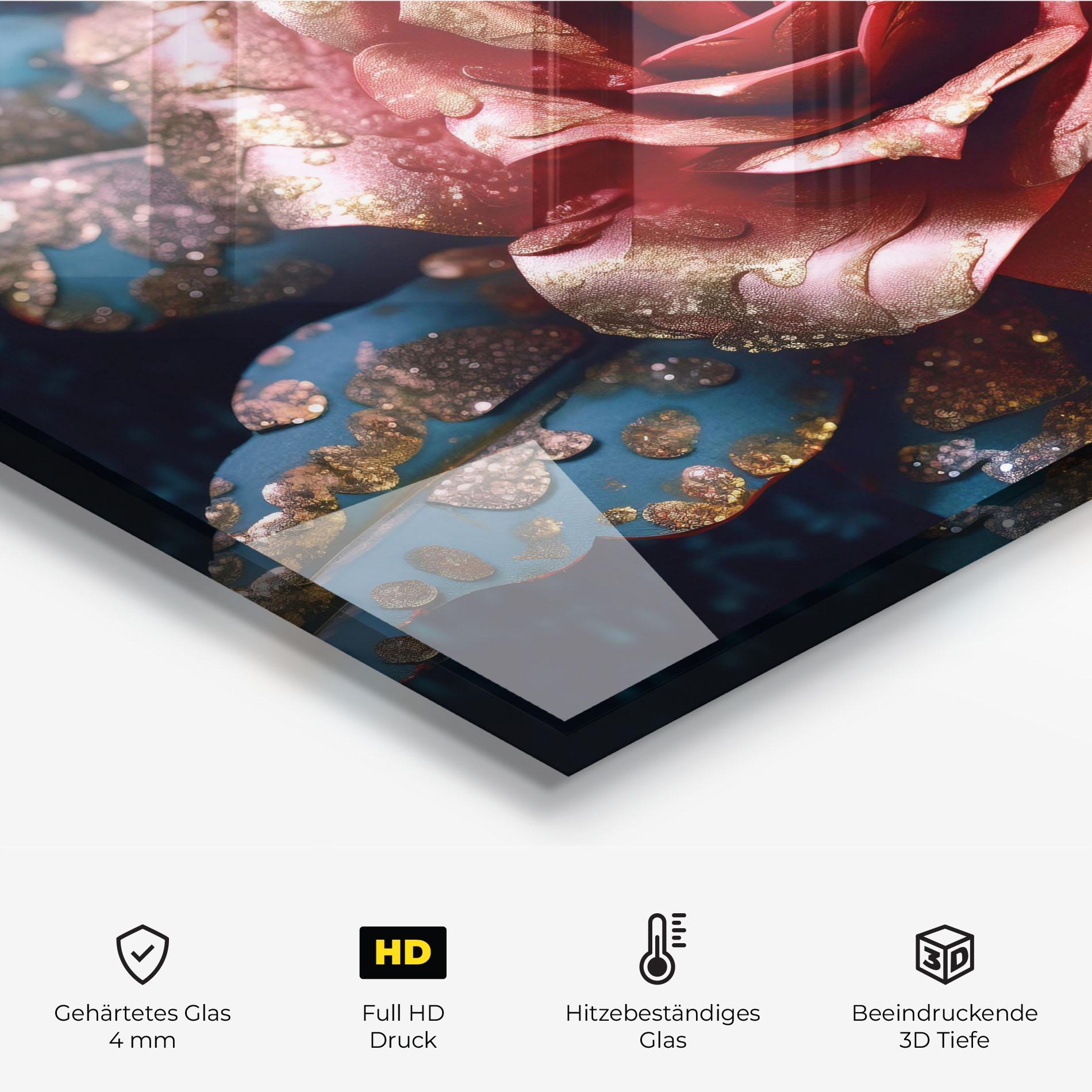 Küchenrückwand Glas Exotic Pink Rose mockup 2