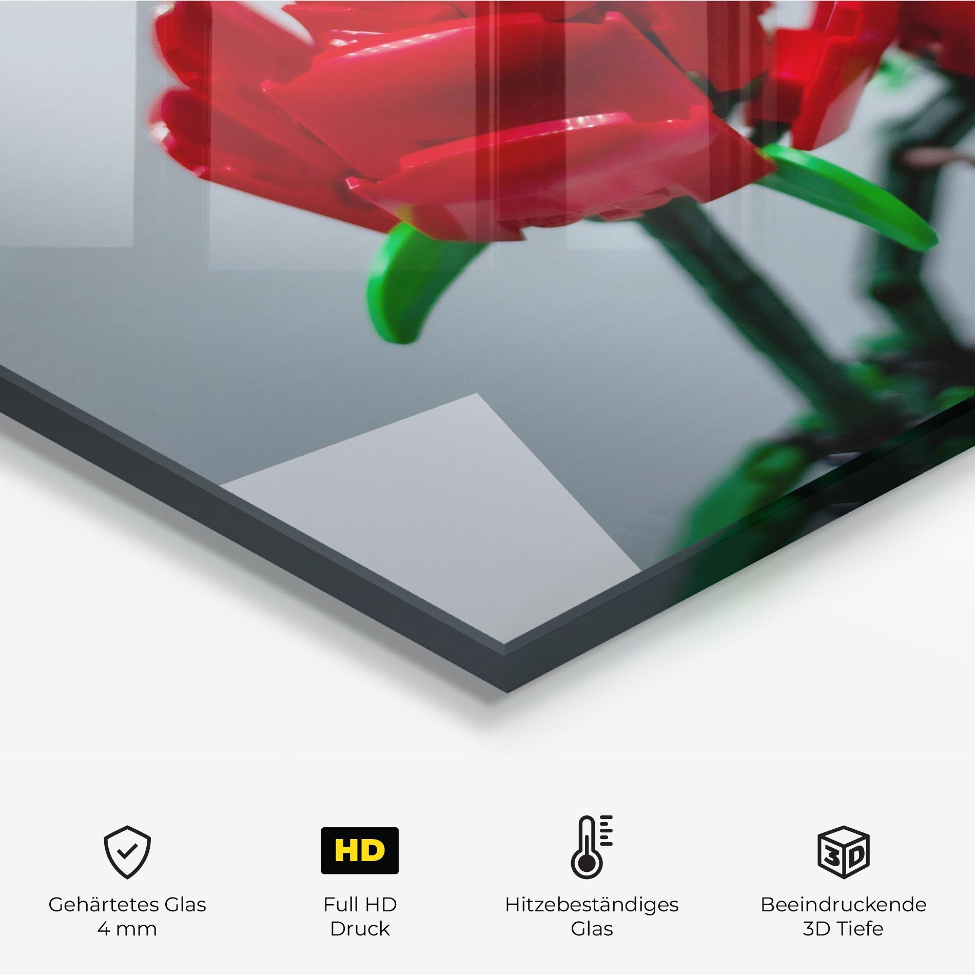 Küchenrückwand Glas Lego Red Roses mockup 2