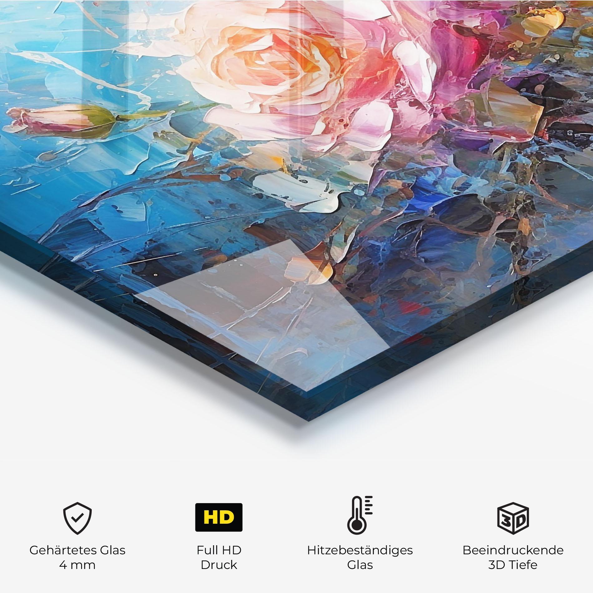 Küchenrückwand Glas Light Orange Rose Painting mockup 2