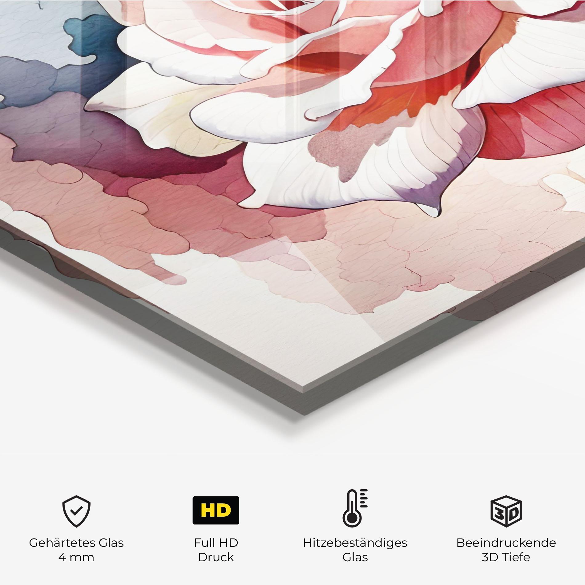 Küchenrückwand Glas Light Pink Rose Painting mockup 2