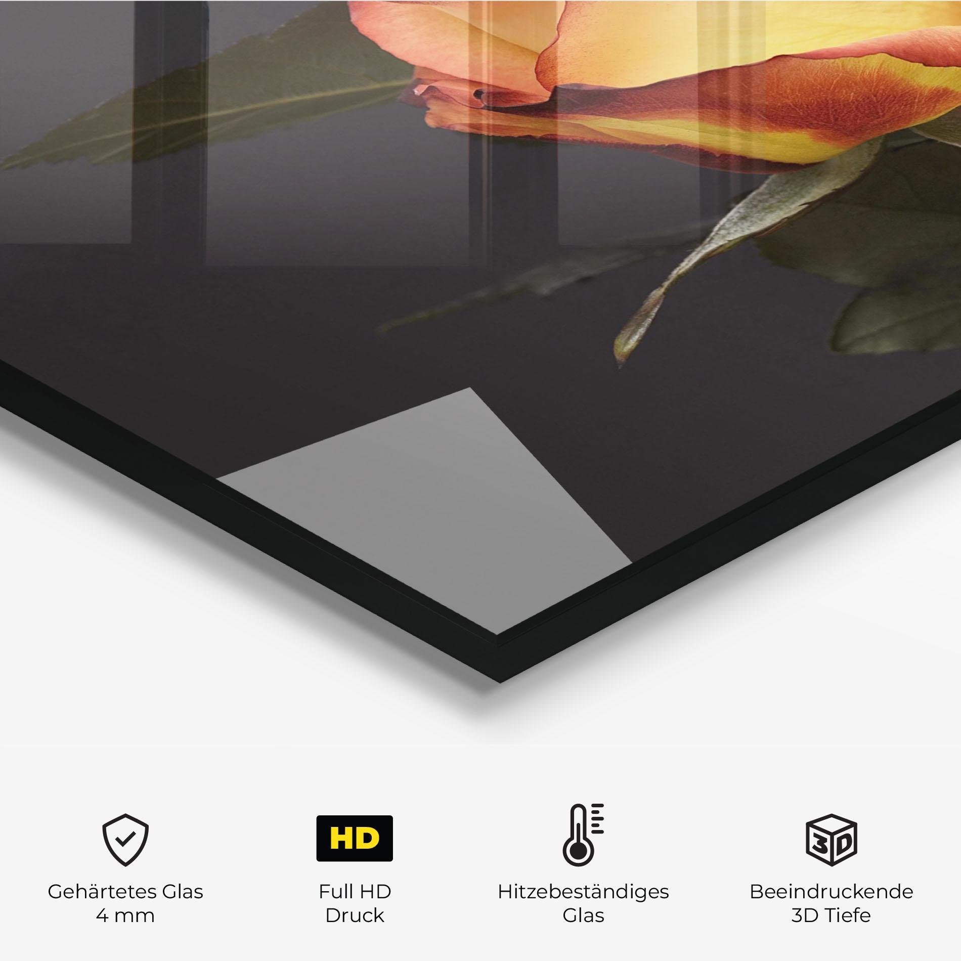 Küchenrückwand Glas Orange Rose mockup 2