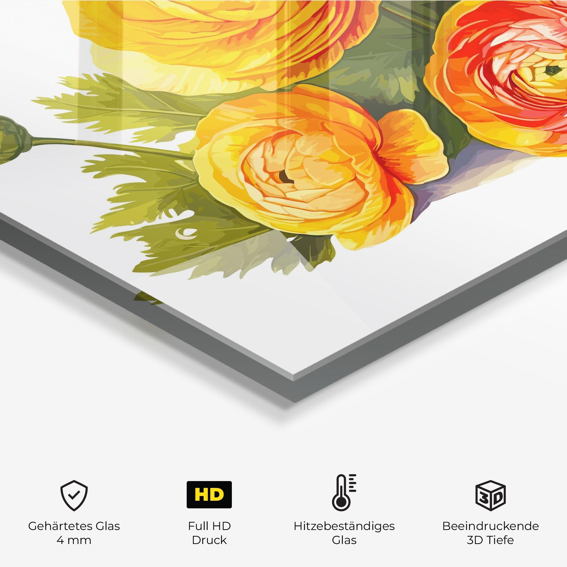 Küchenrückwand Glas Orange Roses mockup 2