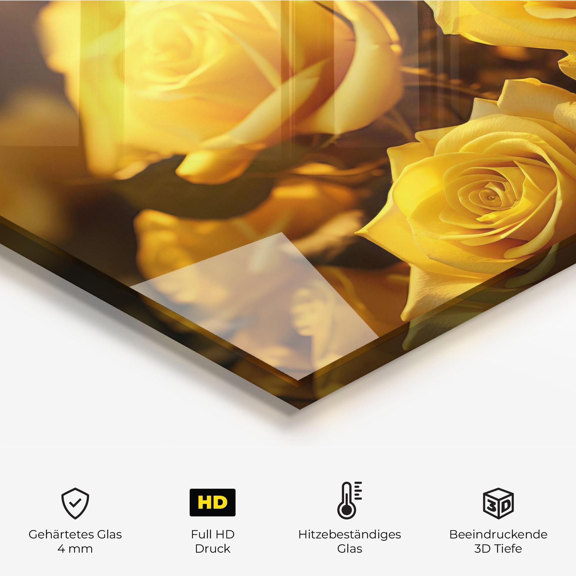 Küchenrückwand Glas Yellow Rose mockup 2
