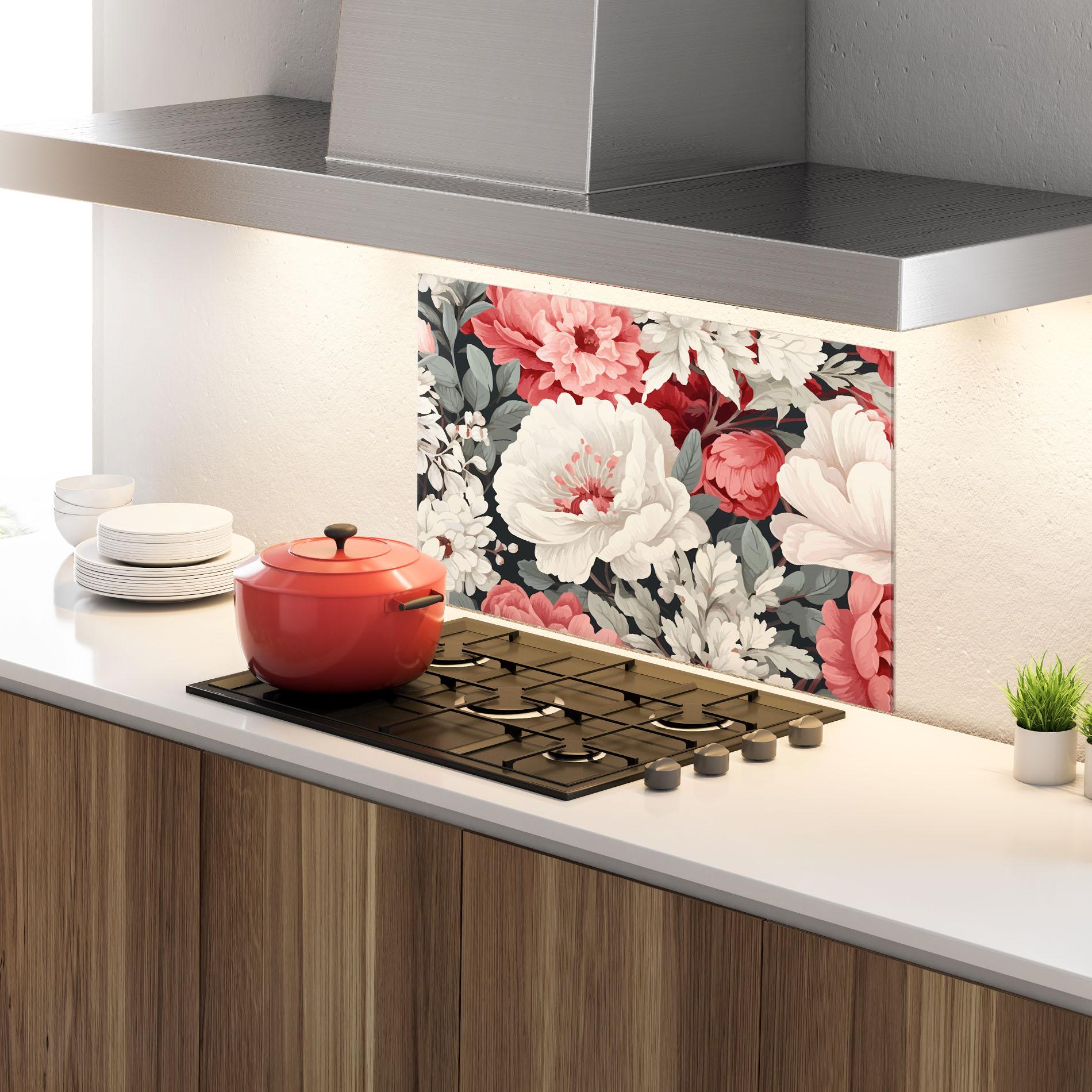 Küchenrückwand Glas Cream Pink Rose mockup 4