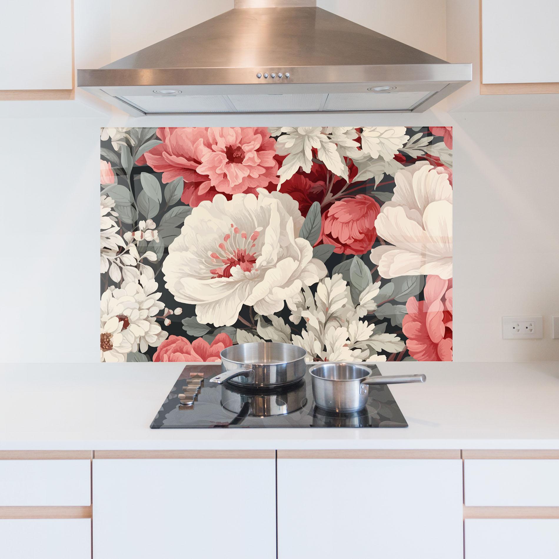 Küchenrückwand Glas Cream Pink Rose mockup 5