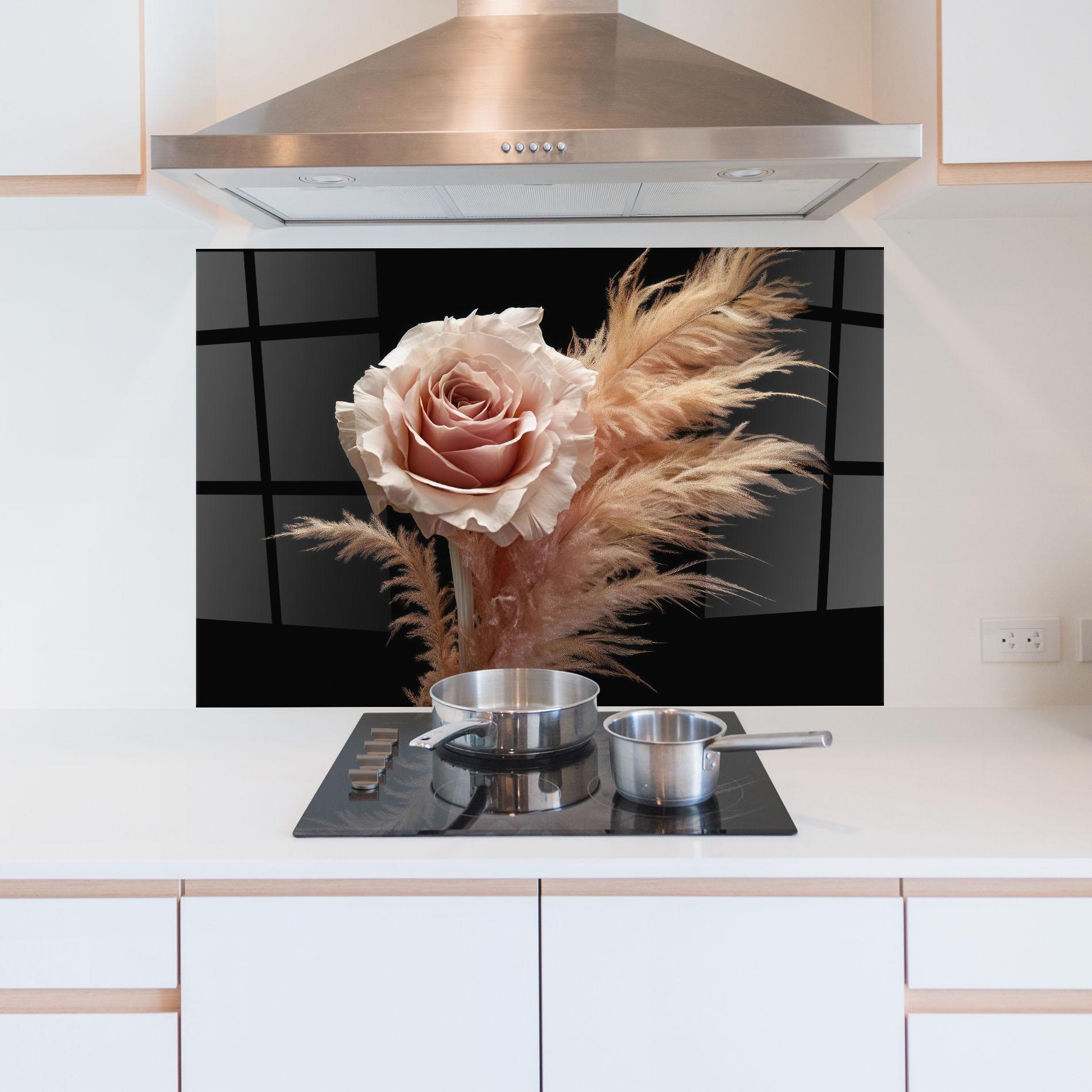 Küchenrückwand Glas Light Pink Rose mockup 5