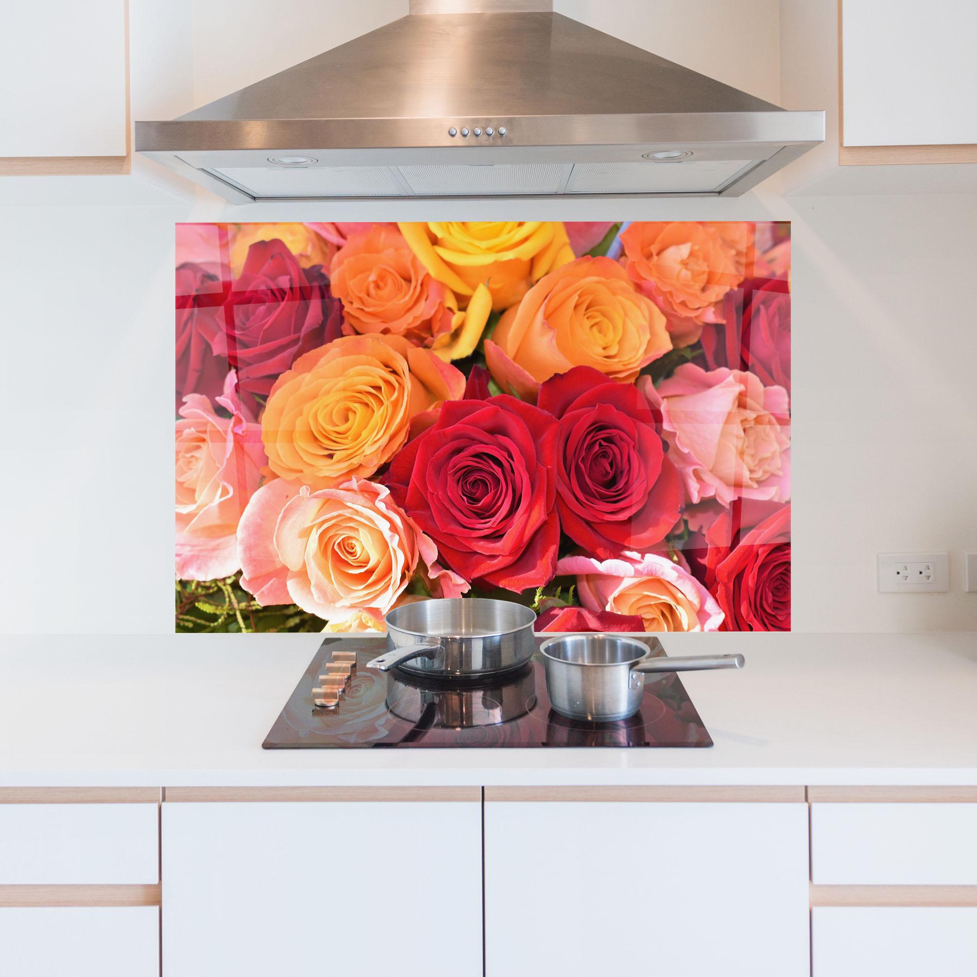Küchenrückwand Glas Mixed Roses mockup 5