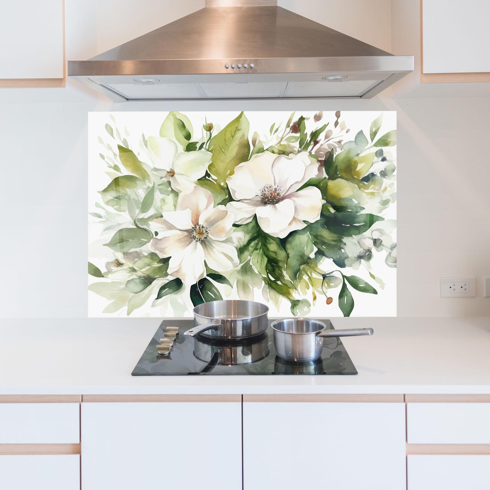 Küchenrückwand Glas Opened Rose mockup 5