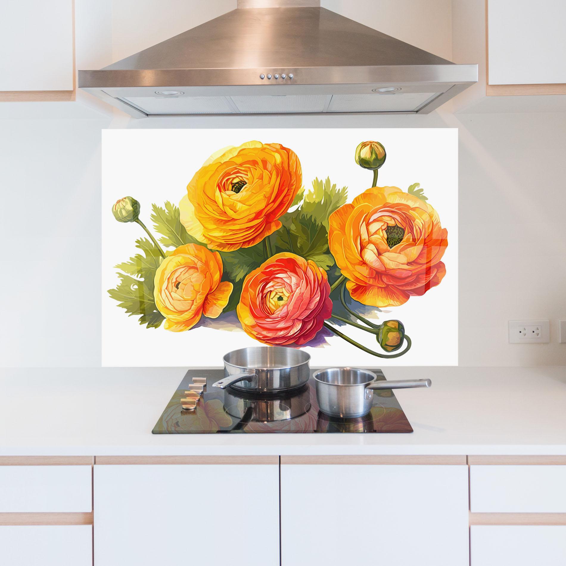 Küchenrückwand Glas Orange Roses mockup 5