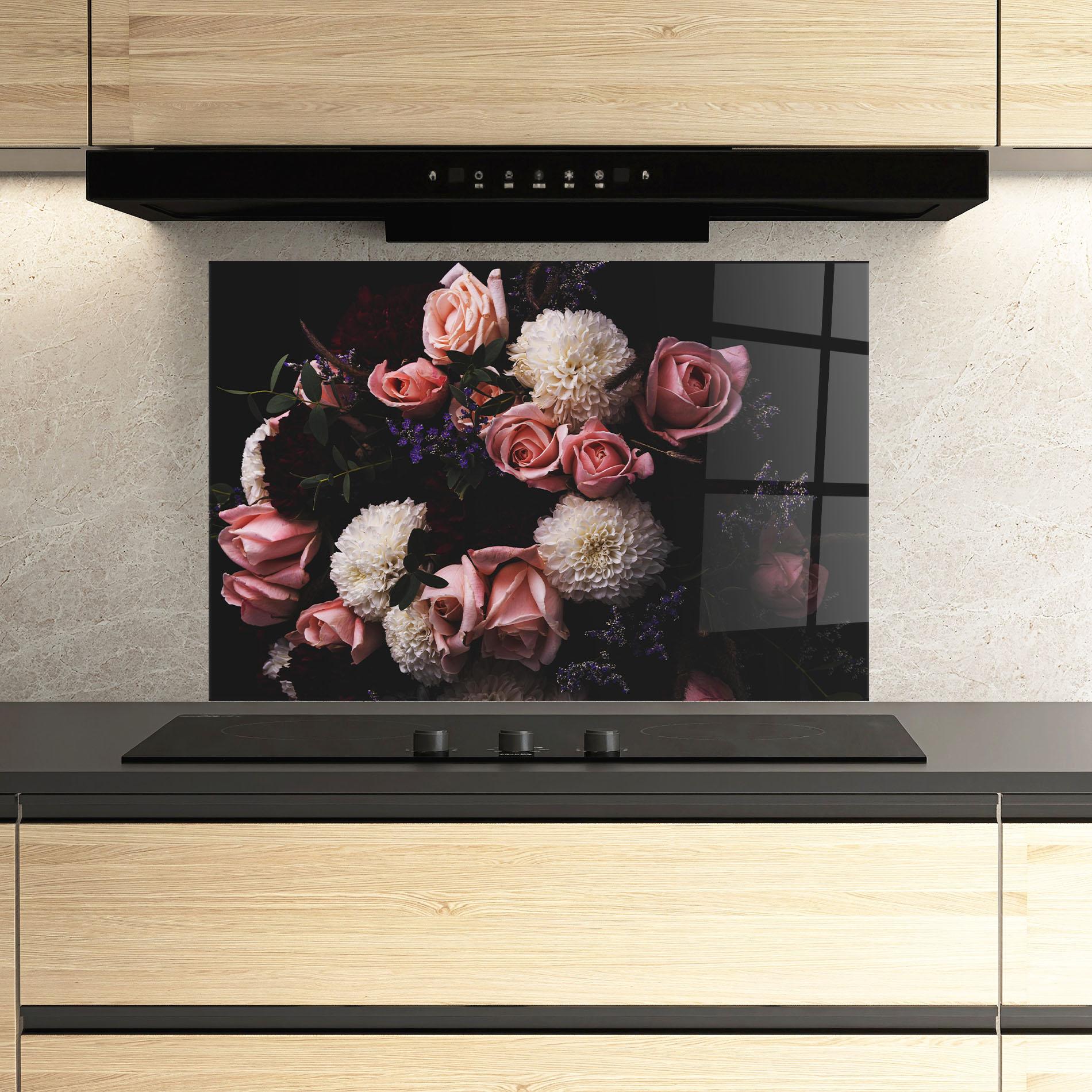 Küchenrückwand Glas Buchet De Trandafiri mockup 3