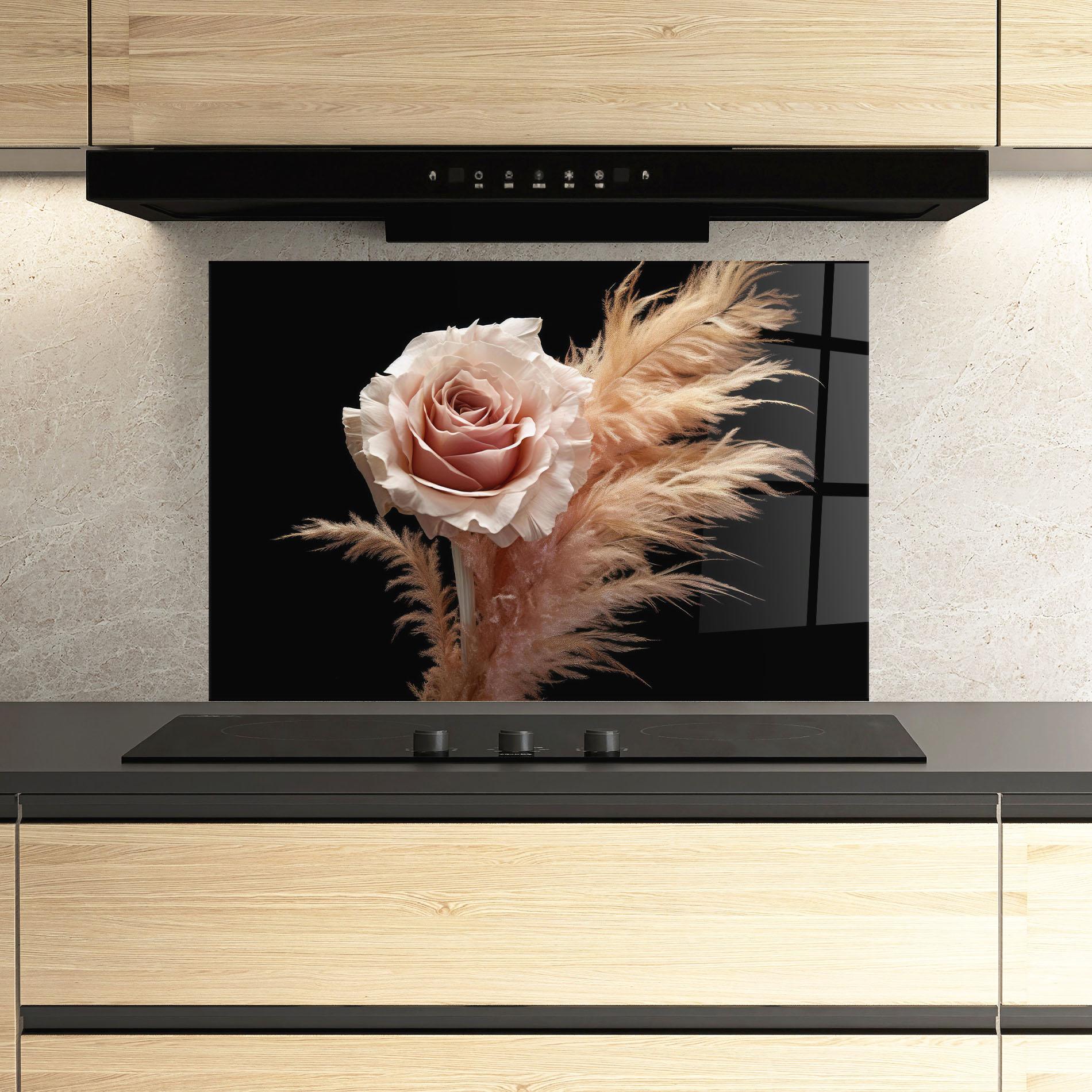 Küchenrückwand Glas Light Pink Rose mockup 3