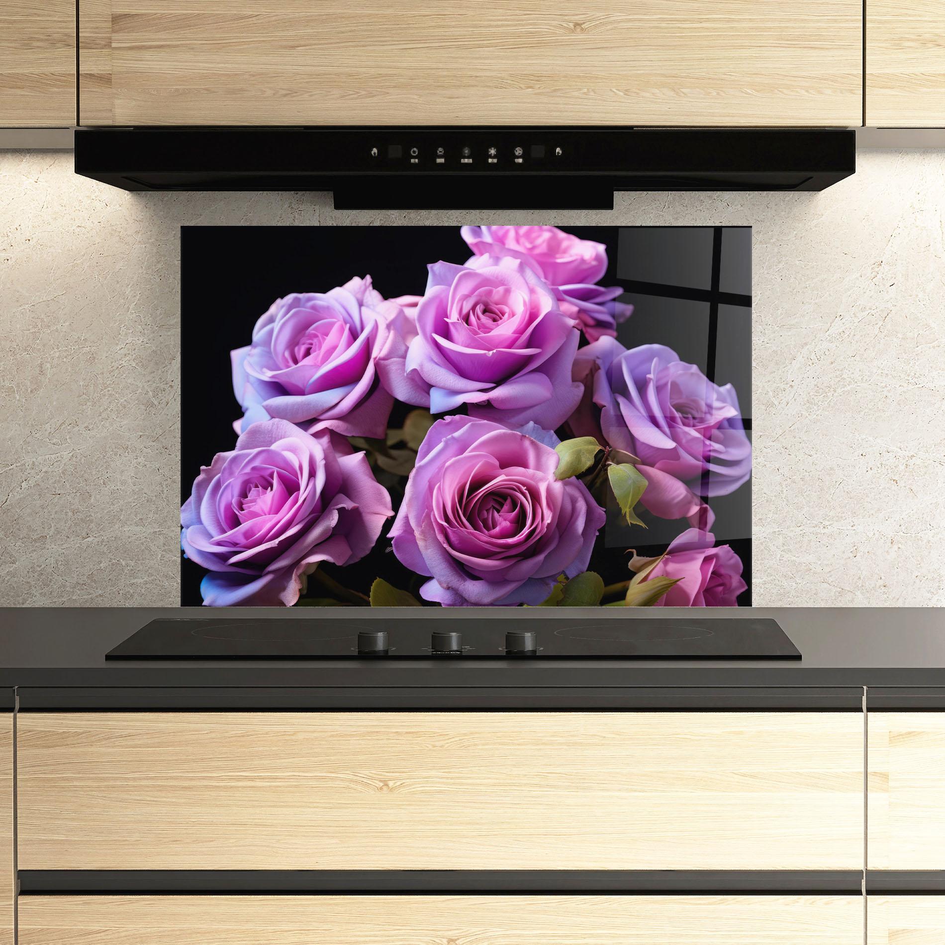 Küchenrückwand Glas Light Purple Rose mockup 3