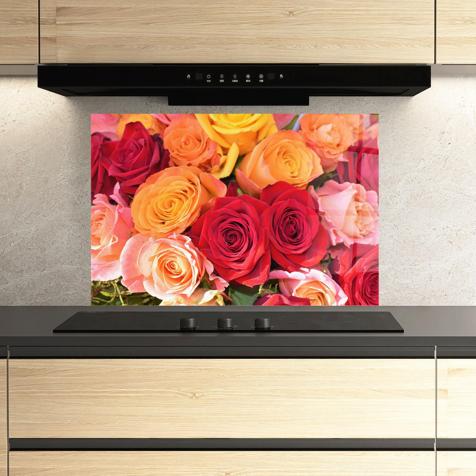 Küchenrückwand Glas Mixed Roses mockup 3