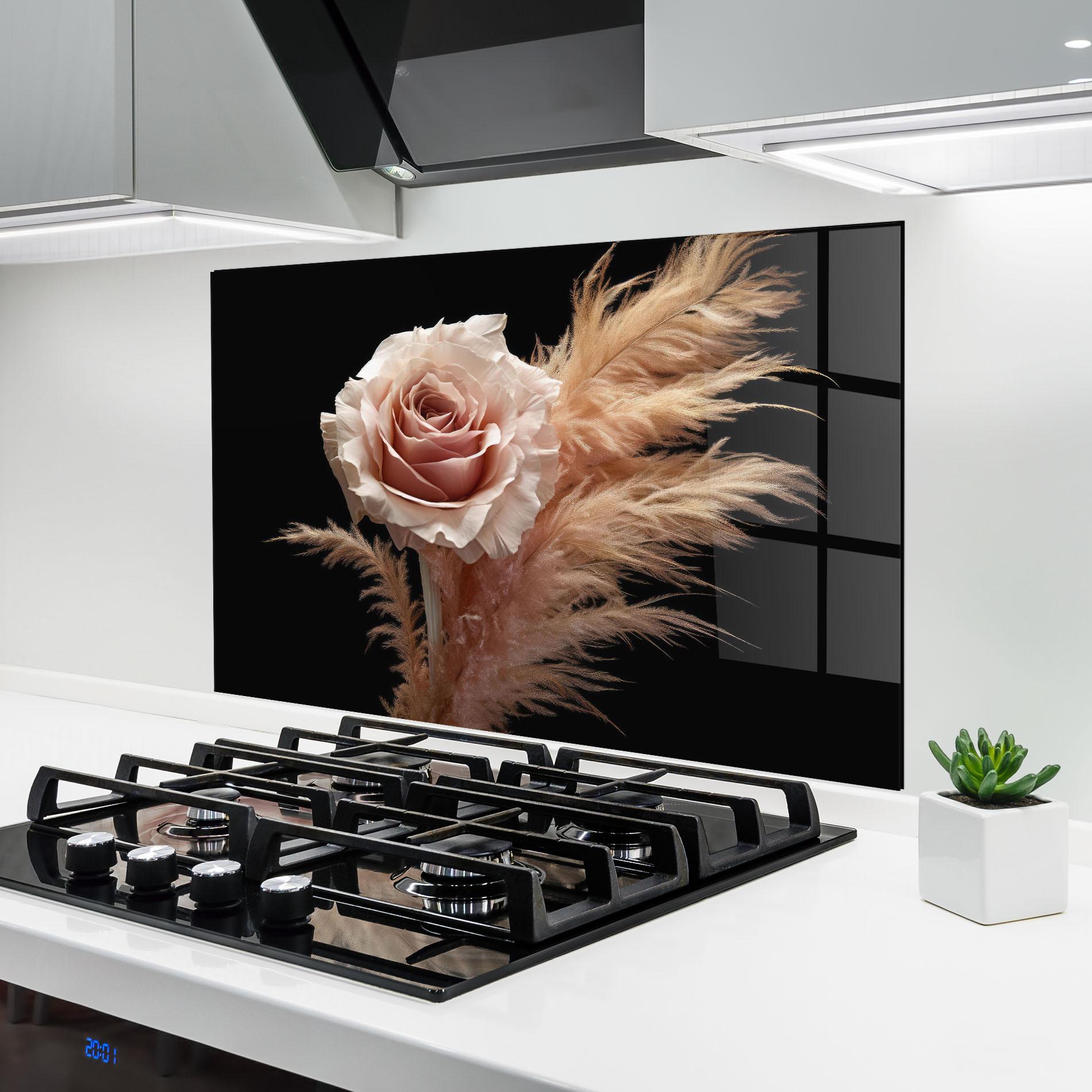 Küchenrückwand Glas Light Pink Rose mockup 6