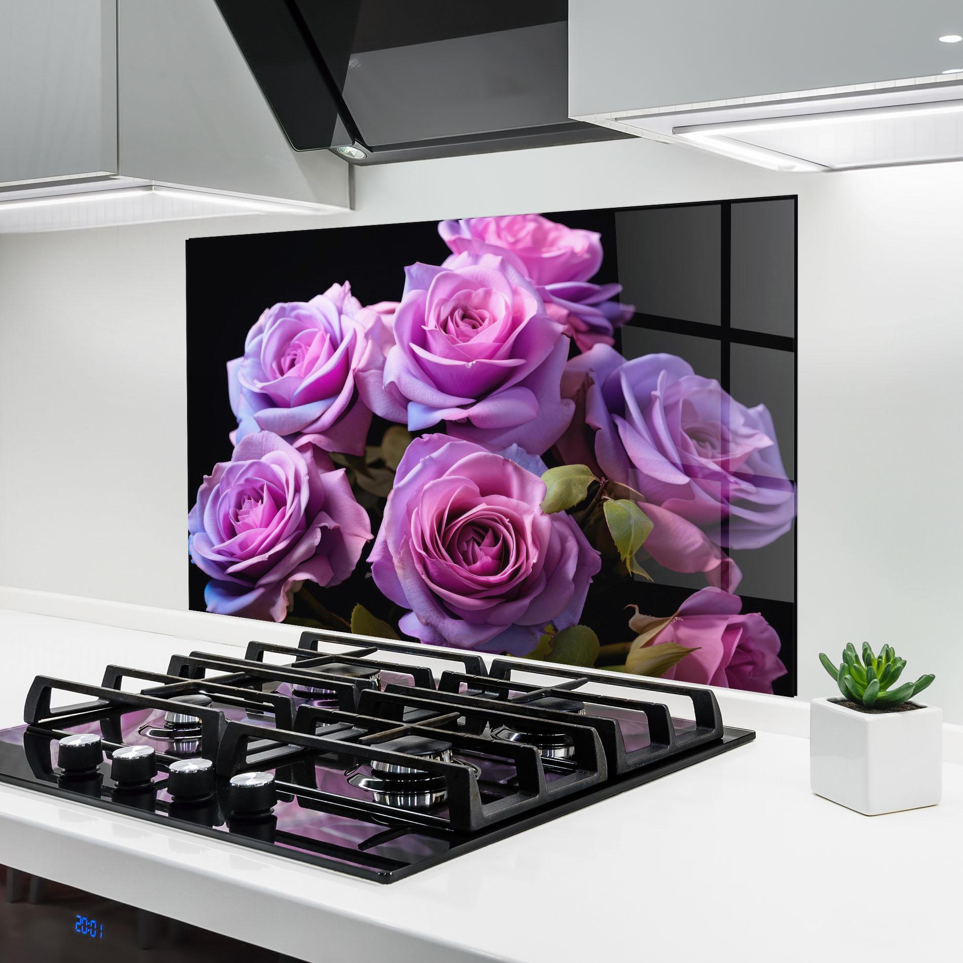 Küchenrückwand Glas Light Purple Rose mockup 6