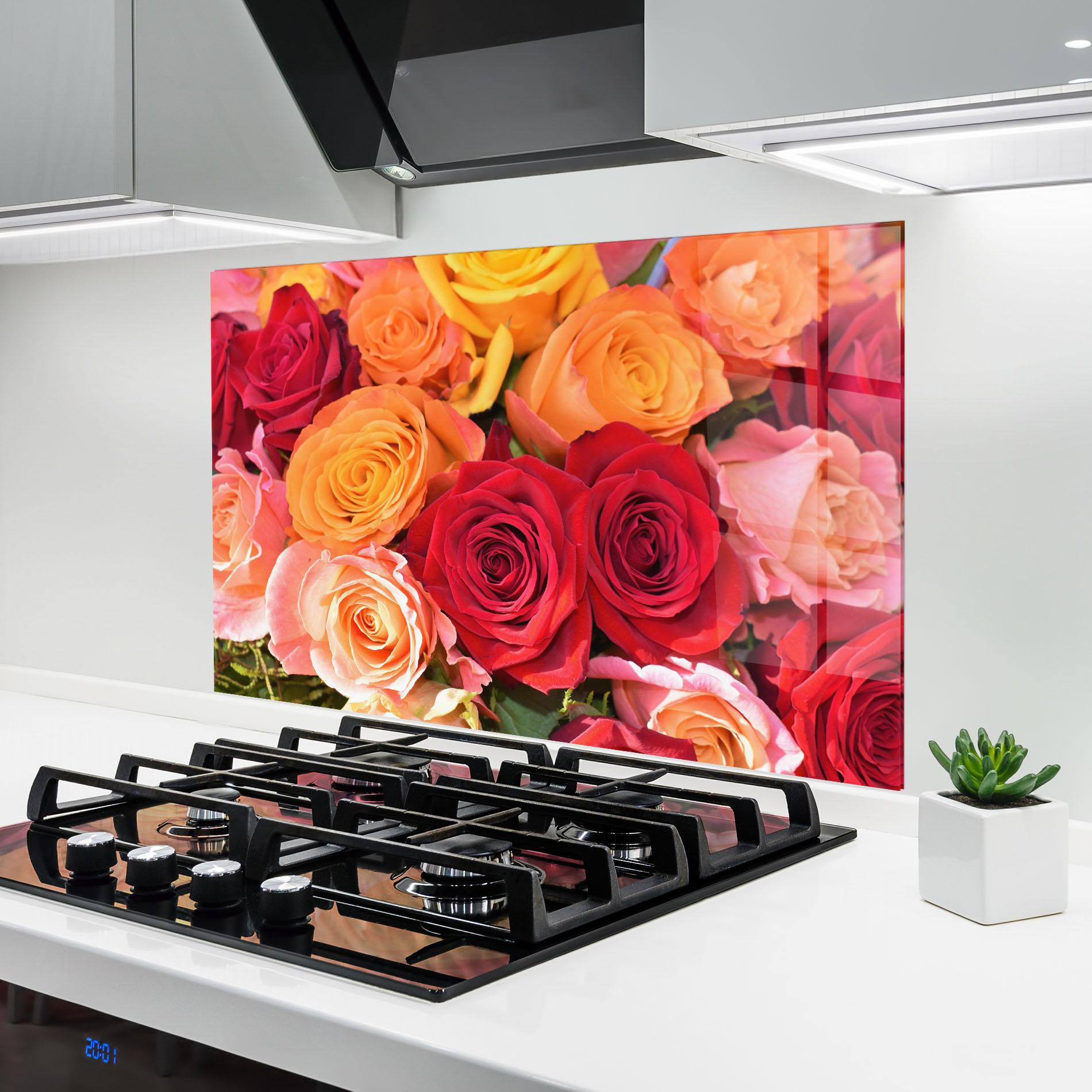 Küchenrückwand Glas Mixed Roses mockup 6