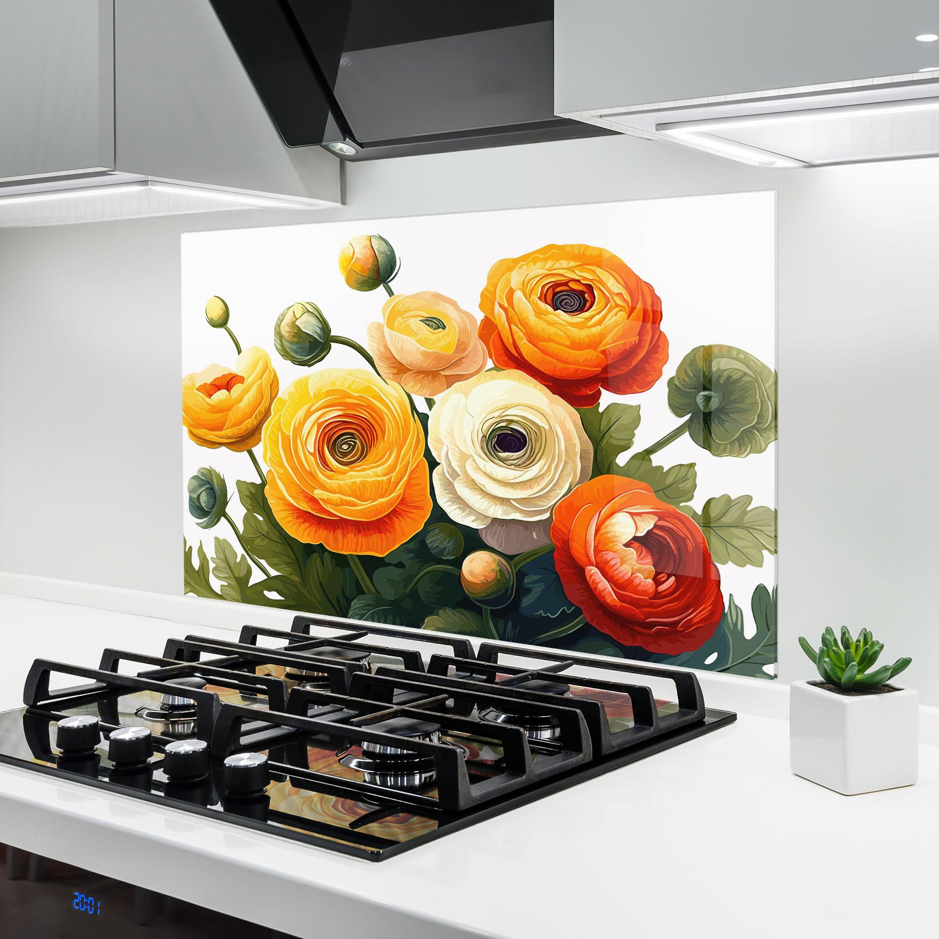 Küchenrückwand Glas Yellow Roses mockup 6