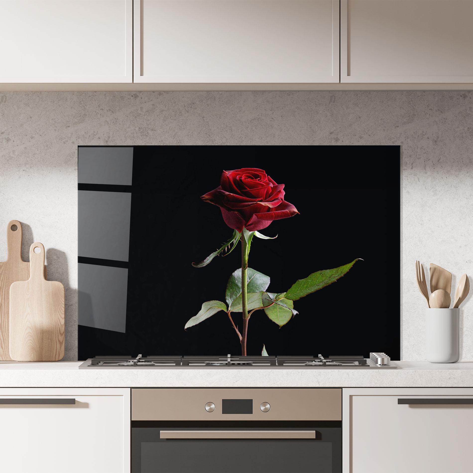 Küchenrückwand Glas Beautiful Red Rose mockup 7