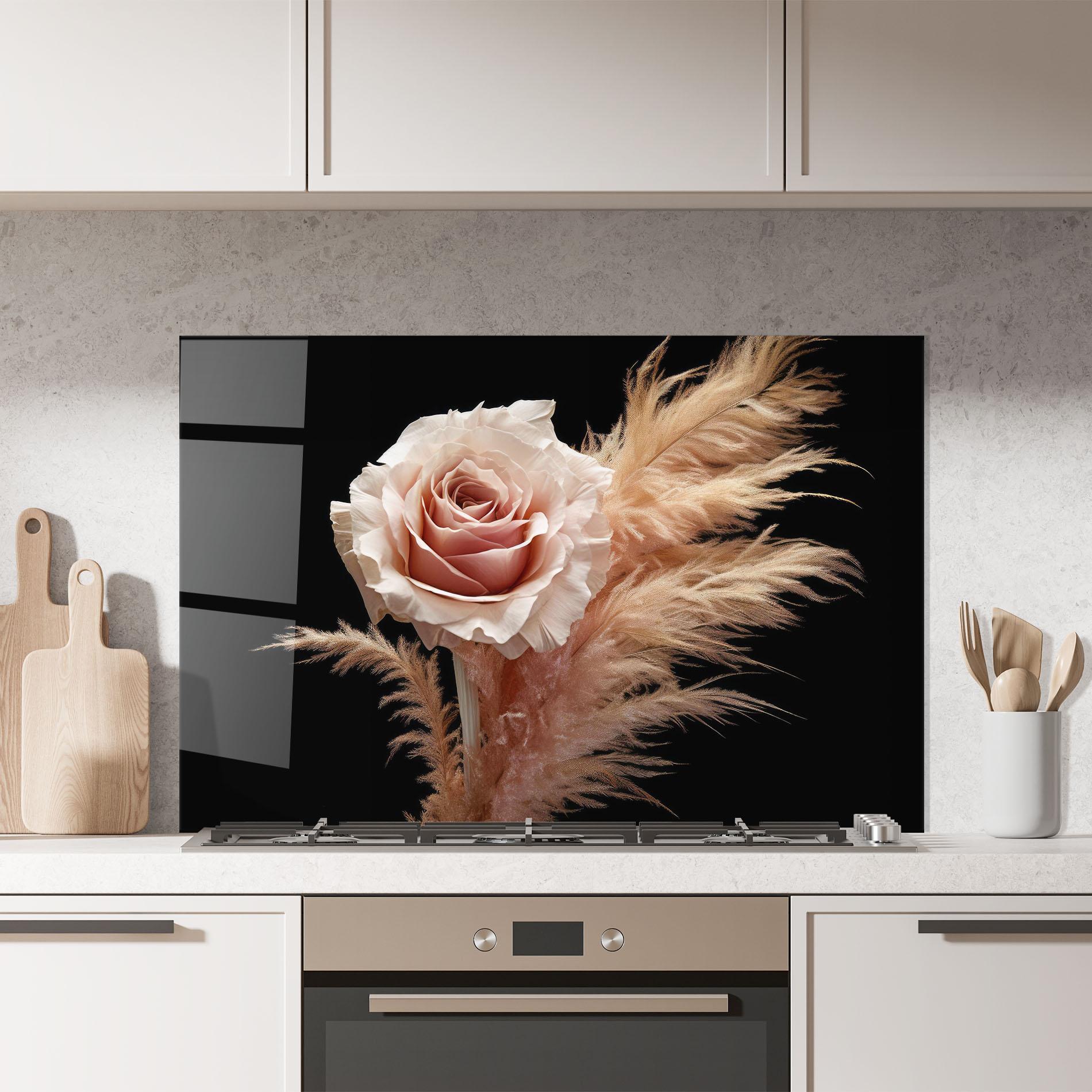 Küchenrückwand Glas Light Pink Rose mockup 7