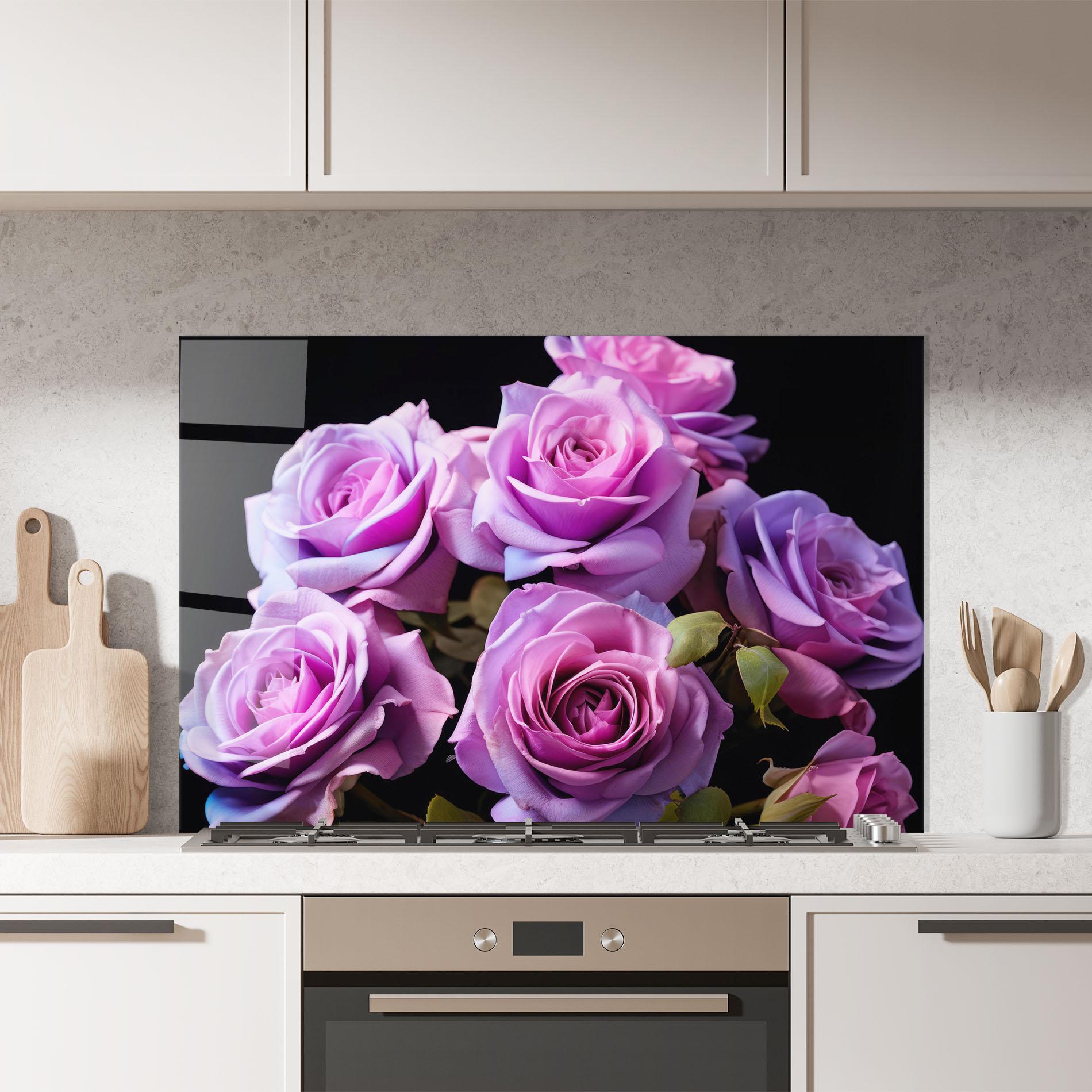 Küchenrückwand Glas Light Purple Rose mockup 7