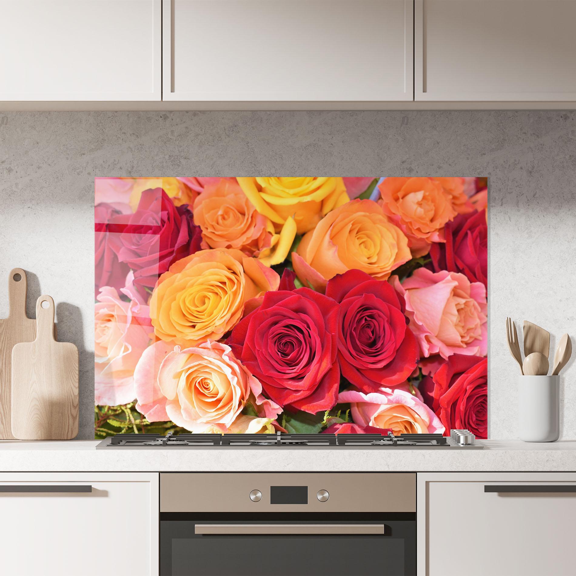 Küchenrückwand Glas Mixed Roses mockup 7