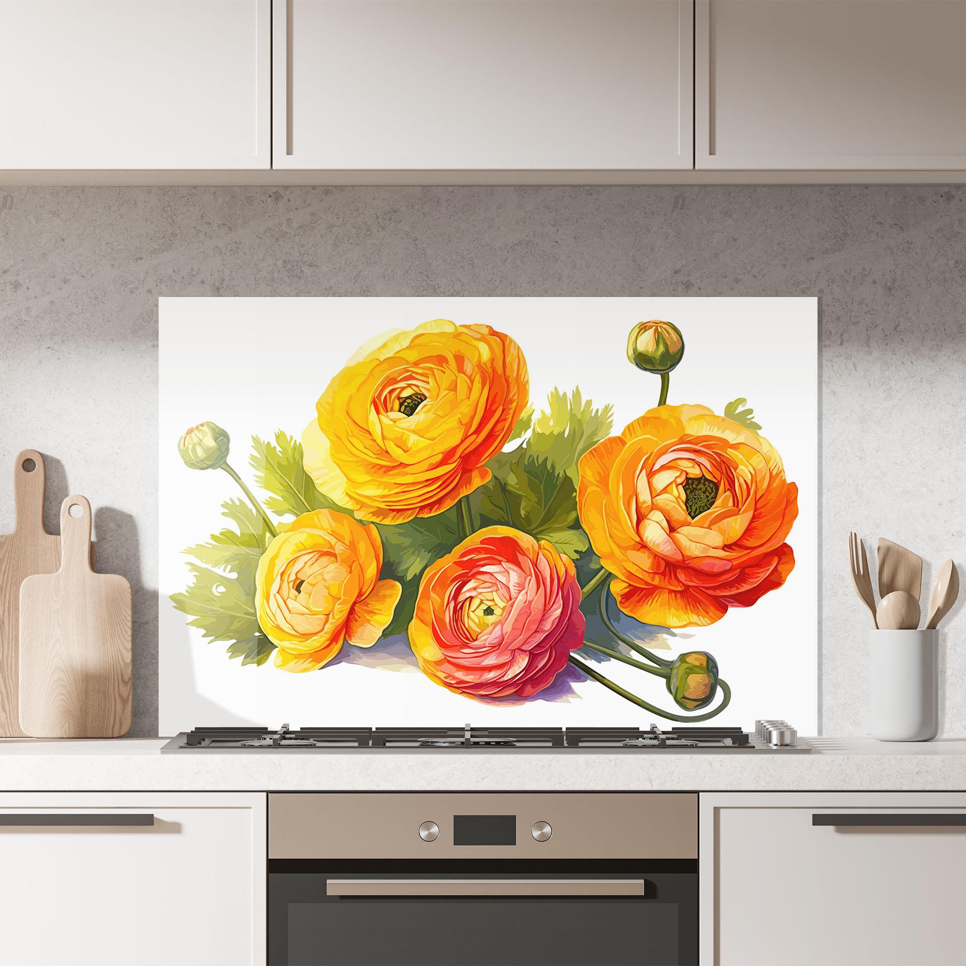 Küchenrückwand Glas Orange Roses mockup 7