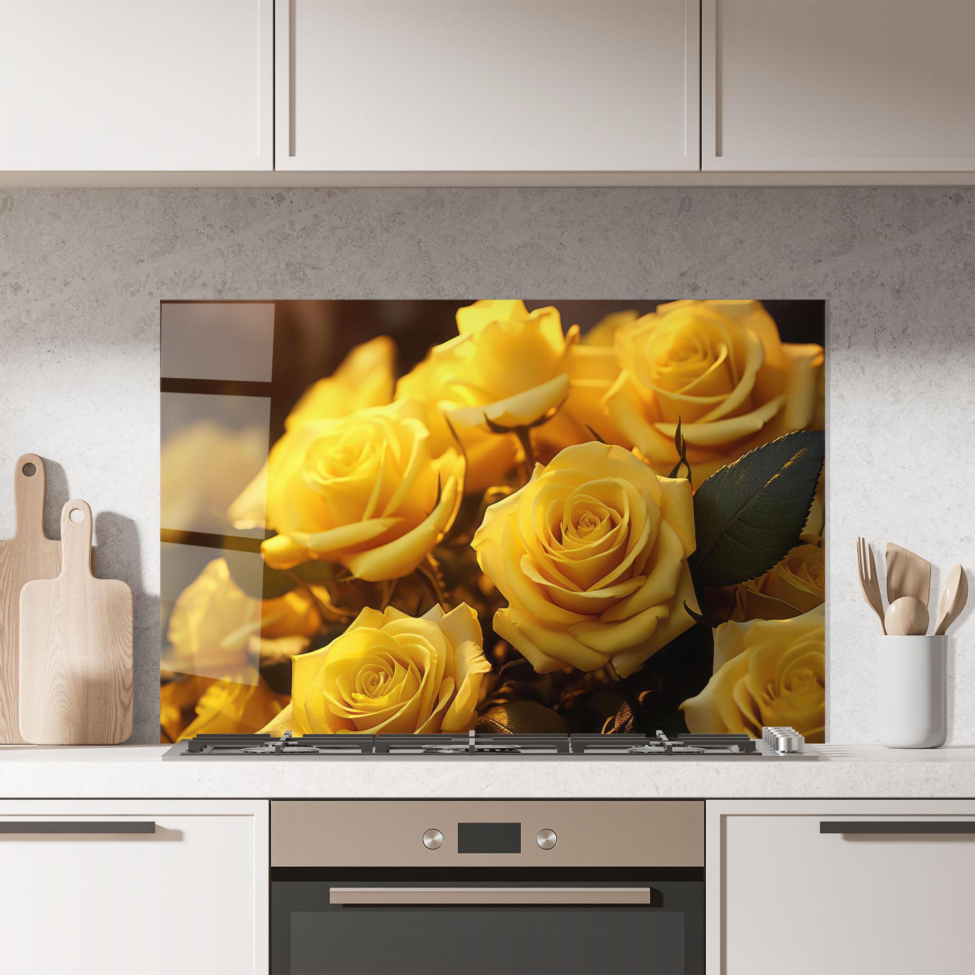 Küchenrückwand Glas Yellow Rose mockup 7