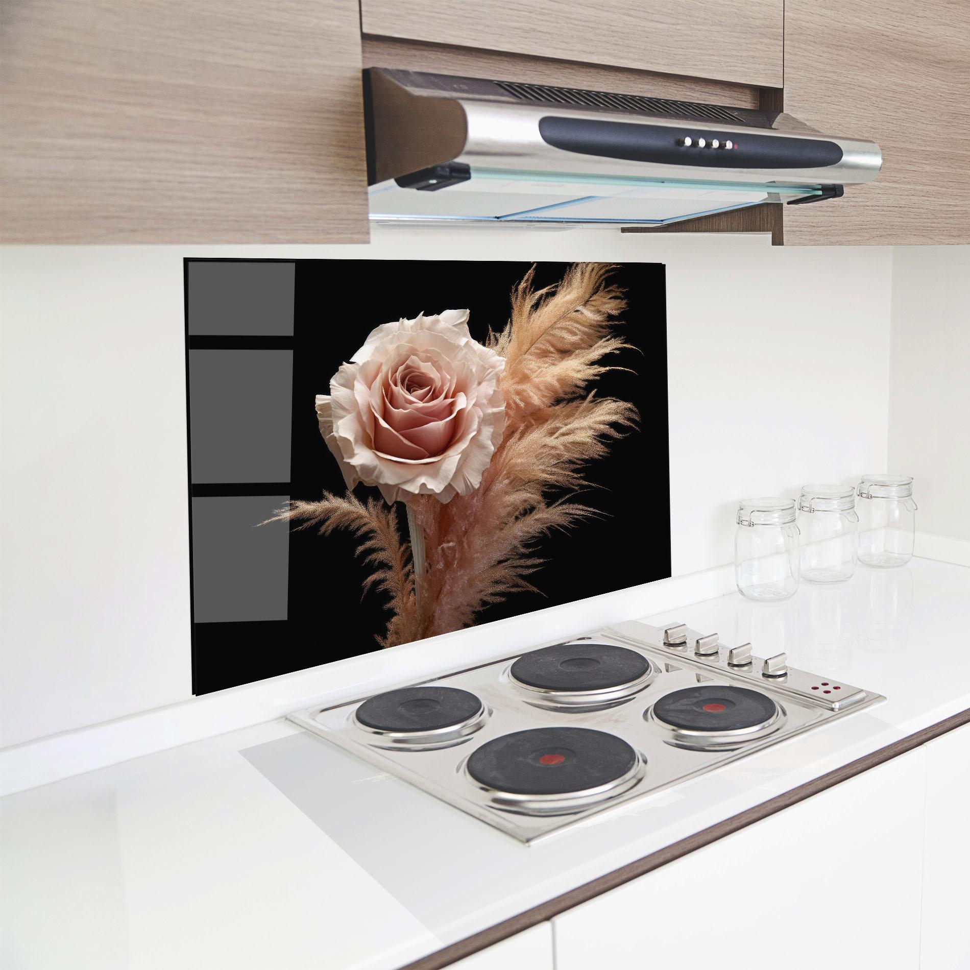 Küchenrückwand Glas Light Pink Rose mockup 8