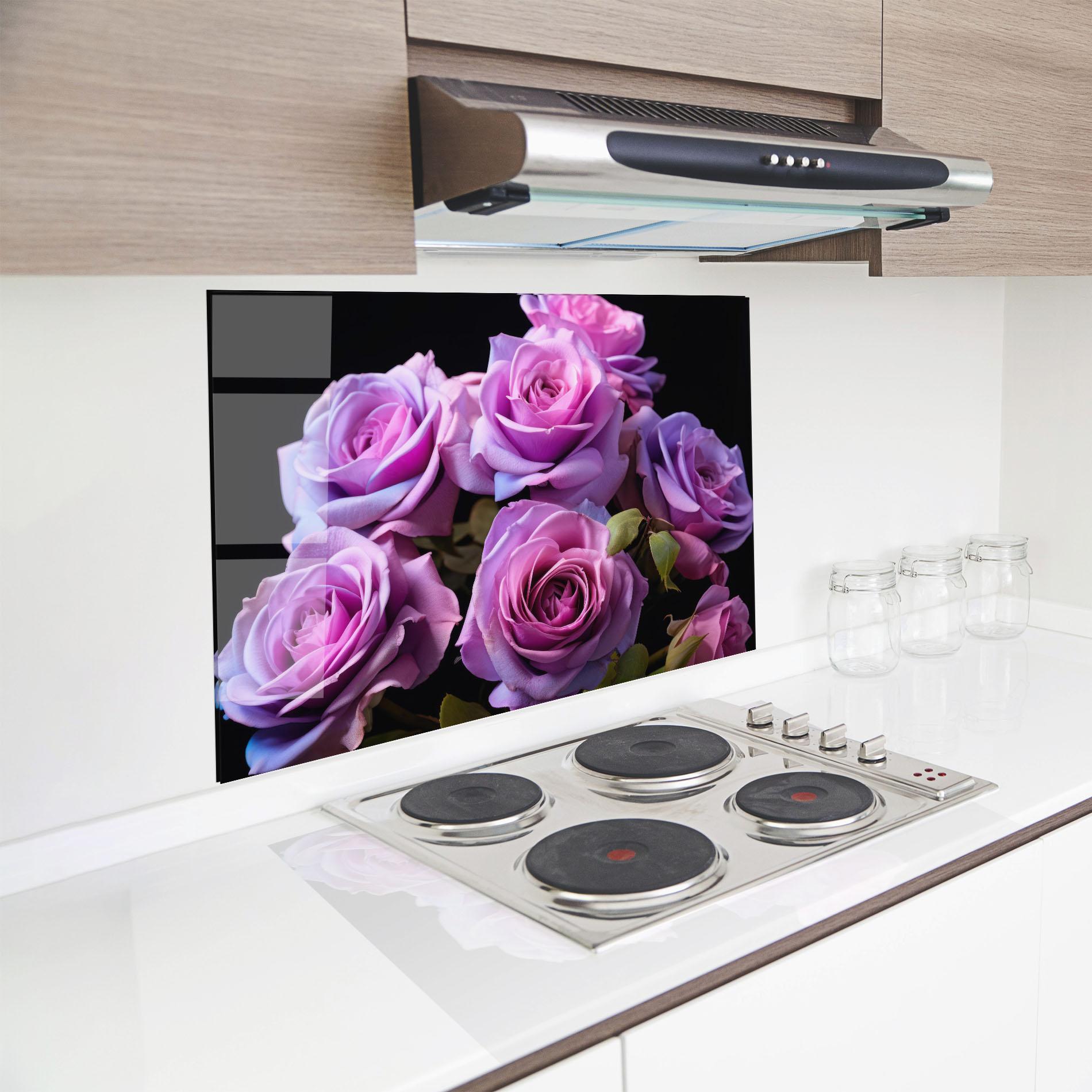 Küchenrückwand Glas Light Purple Rose mockup 8