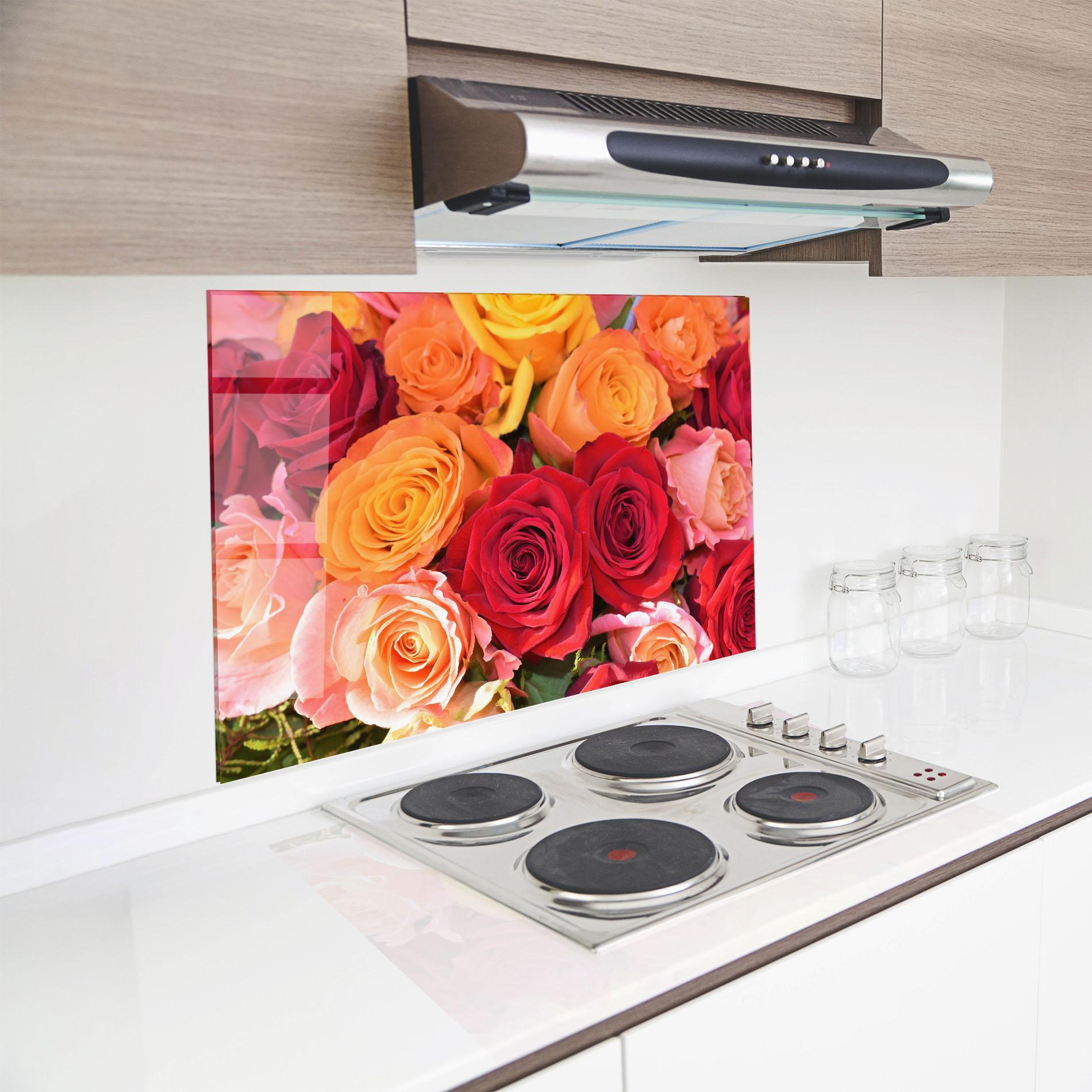 Küchenrückwand Glas Mixed Roses mockup 8