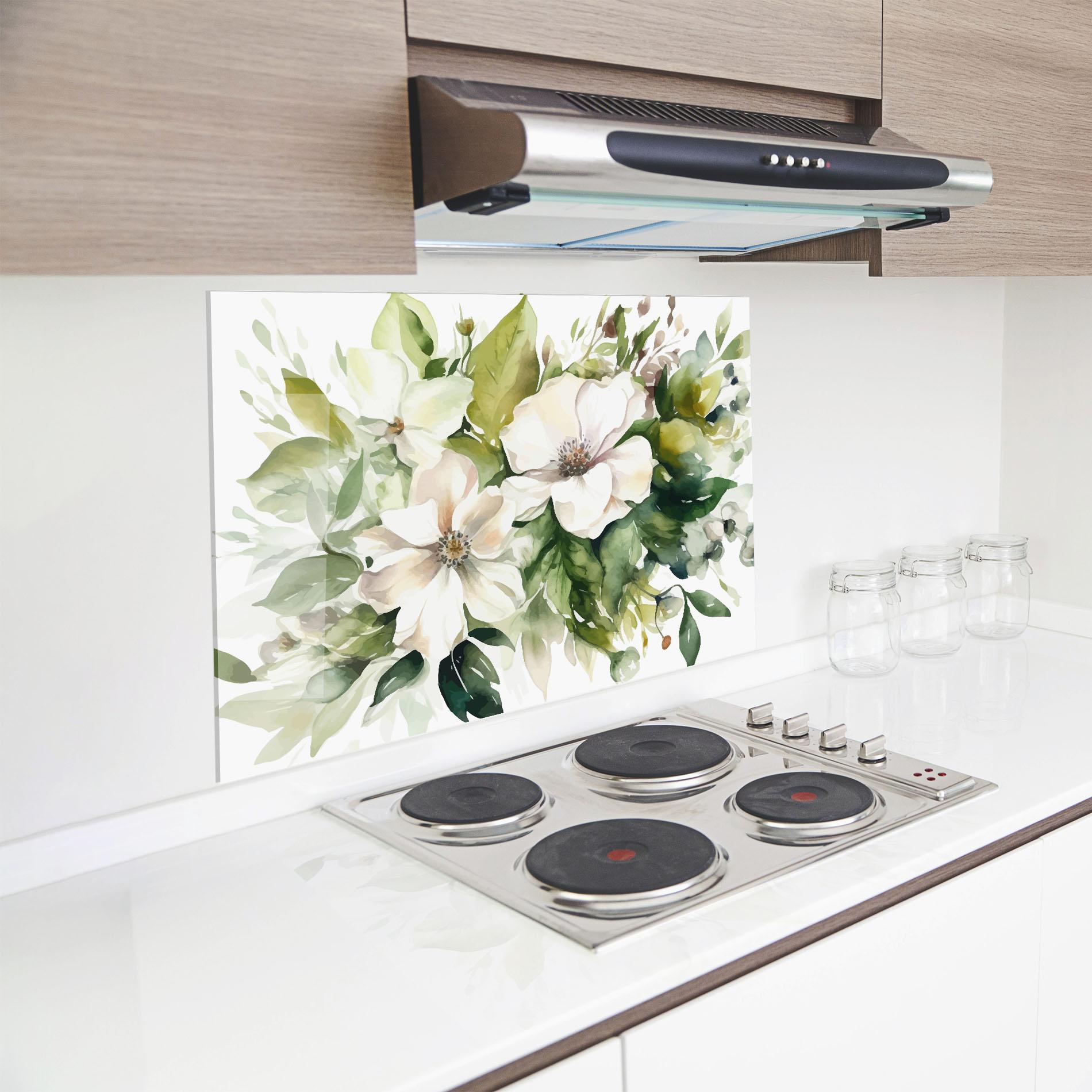 Küchenrückwand Glas Opened Rose mockup 8