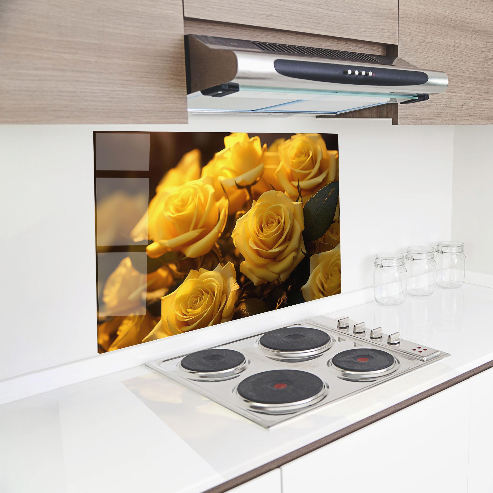 Küchenrückwand Glas Yellow Rose mockup 8