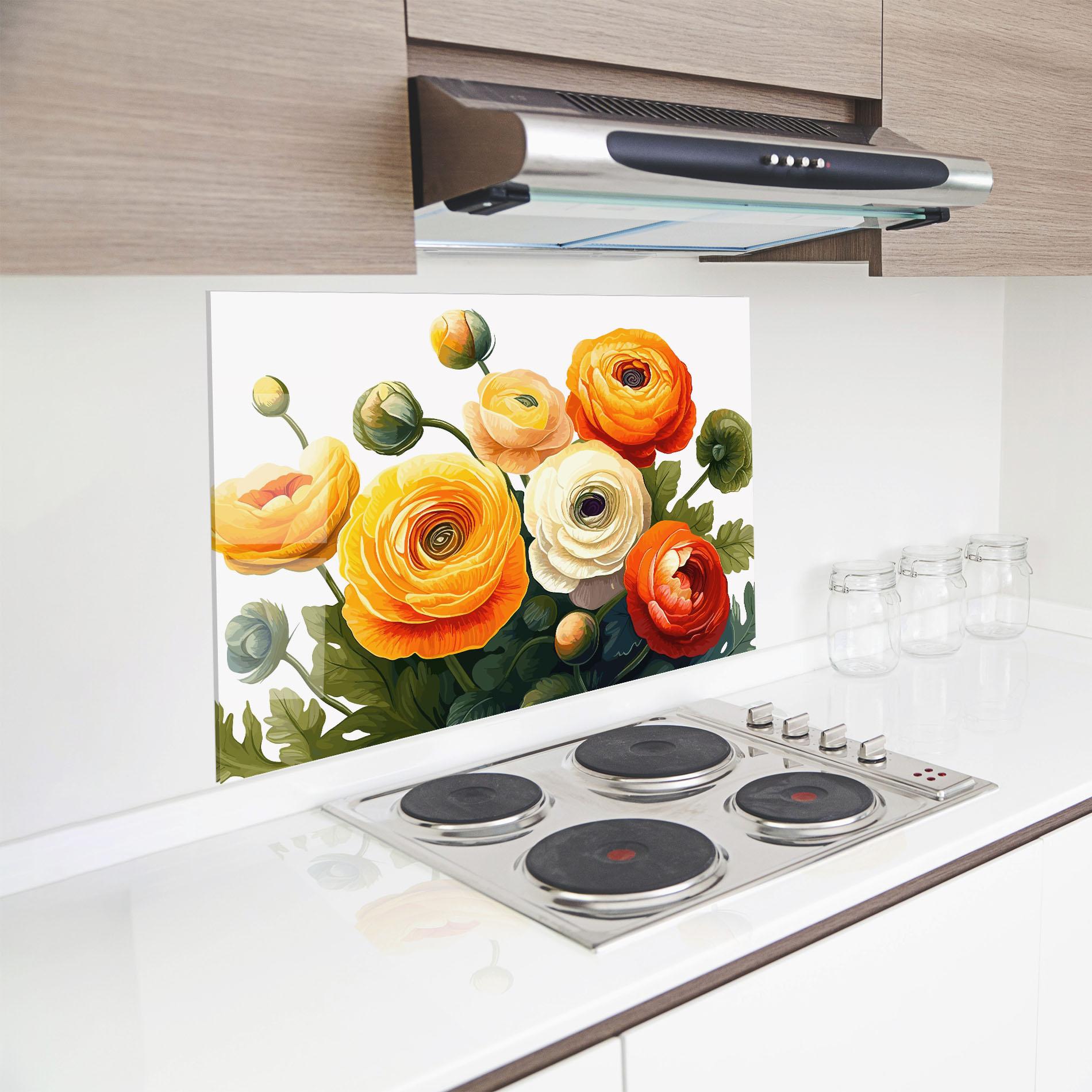 Küchenrückwand Glas Yellow Roses mockup 8