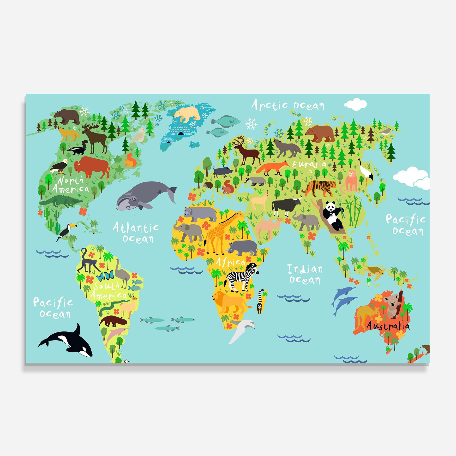 Küchenrückwand Glas Animal World Map mockup 0