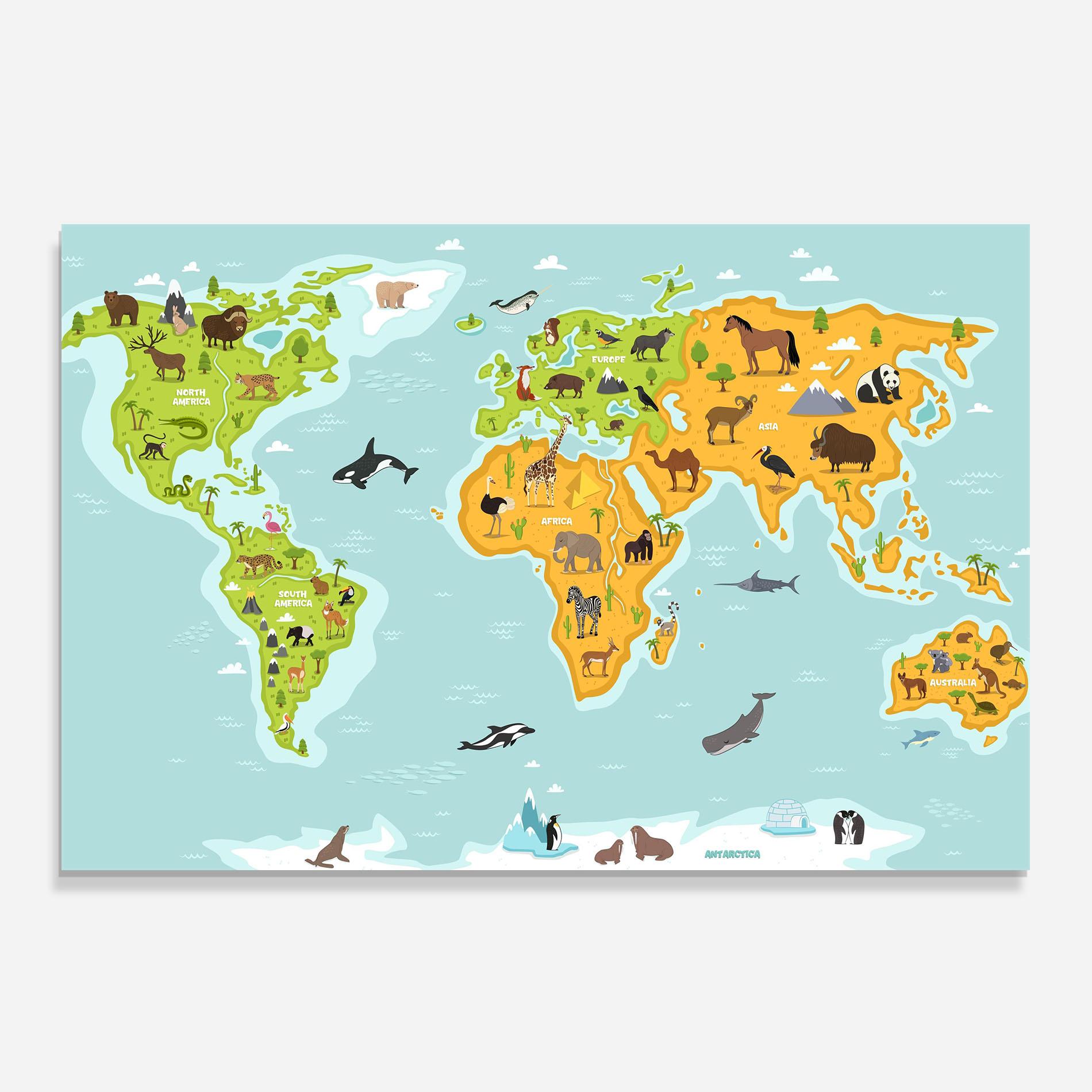 Küchenrückwand Glas Animals World Map mockup 0