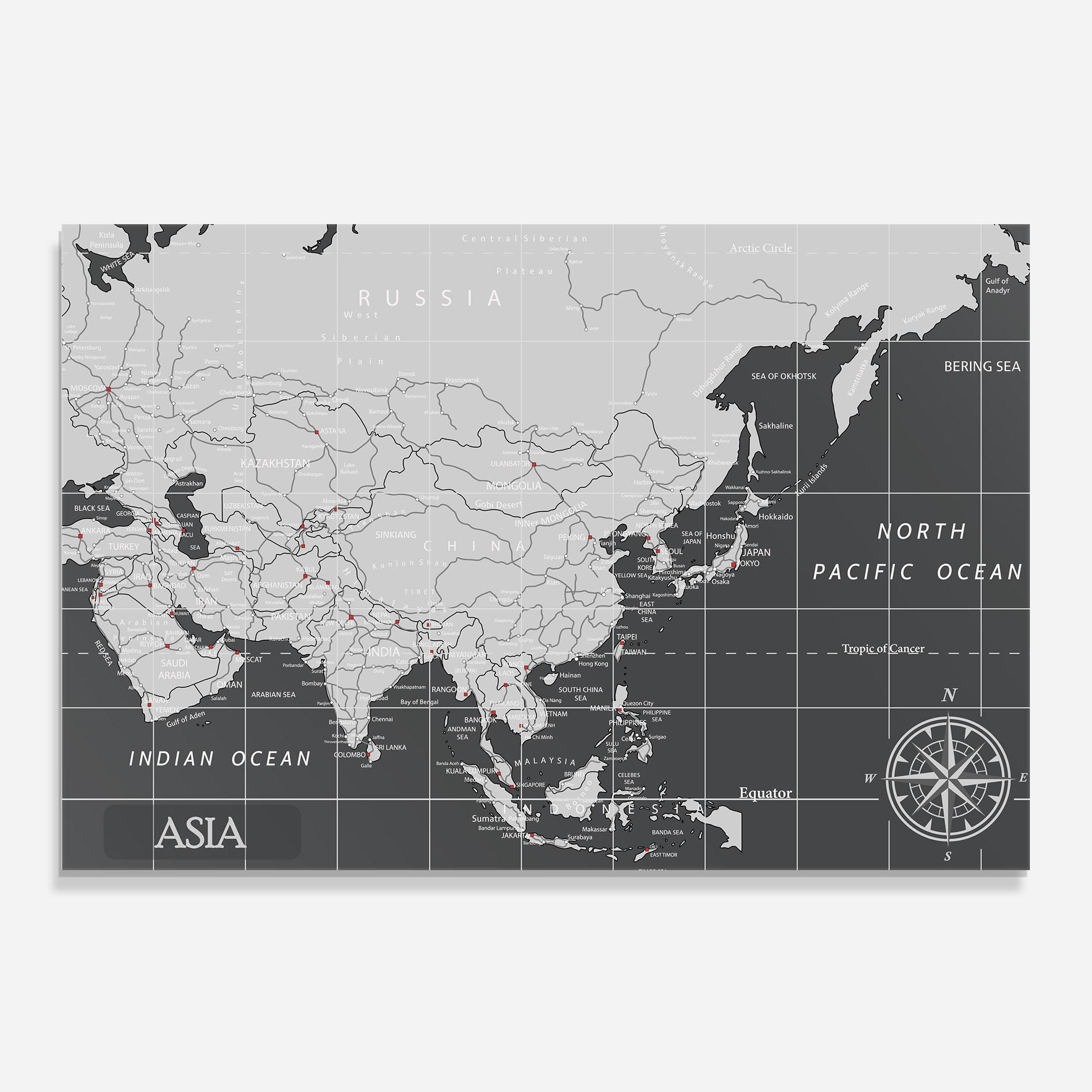 Küchenrückwand Glas Asia Minimal Map mockup 0