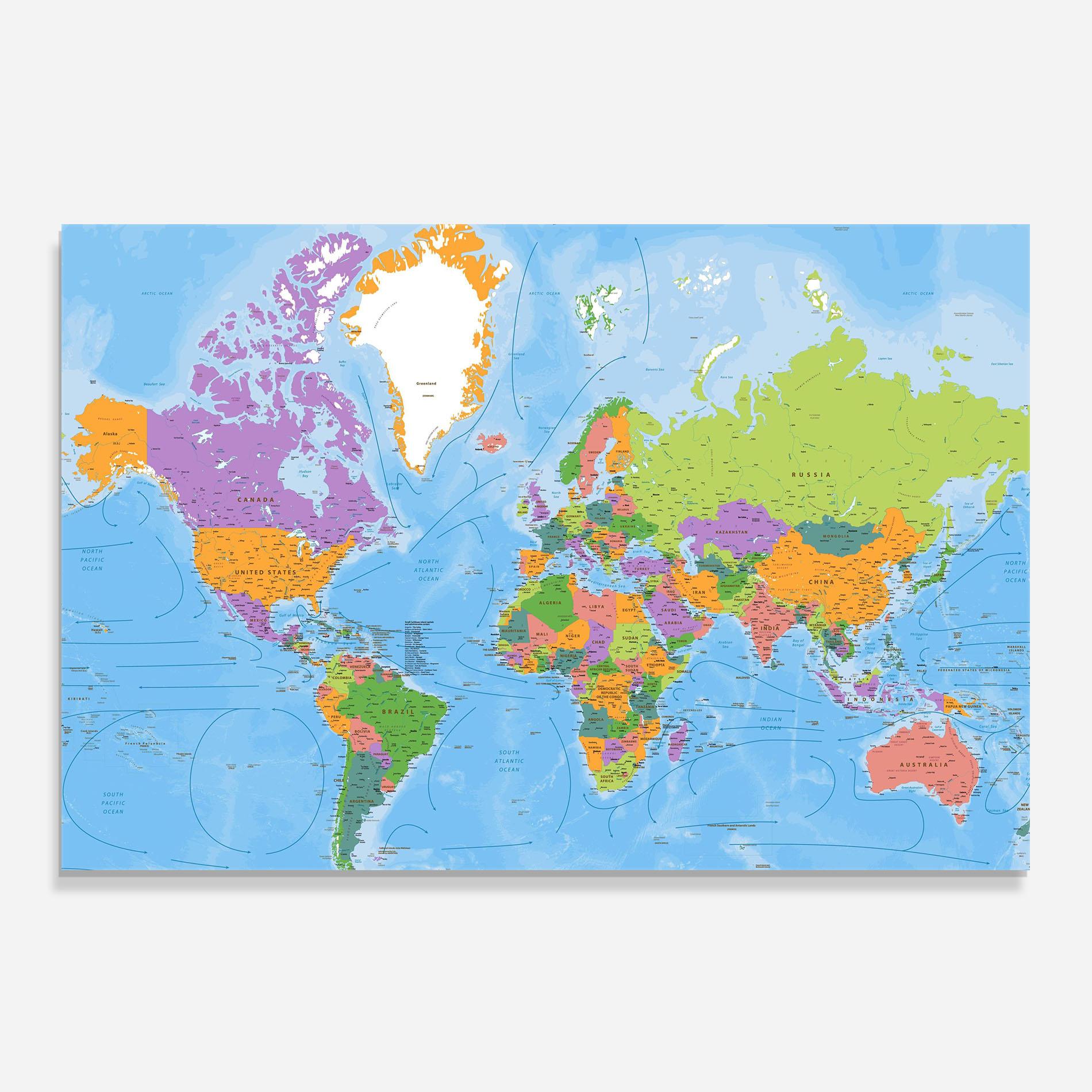 Küchenrückwand Glas Color World Map mockup 0