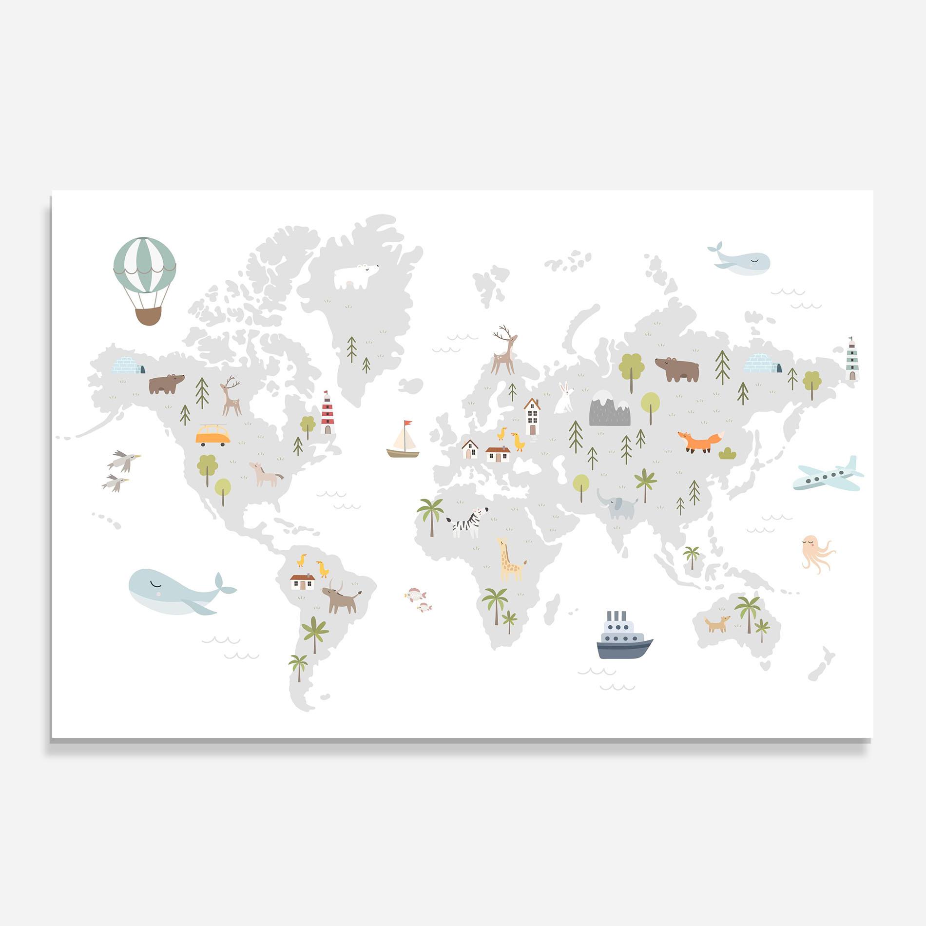 Küchenrückwand Glas Pretty Grey Map mockup 0