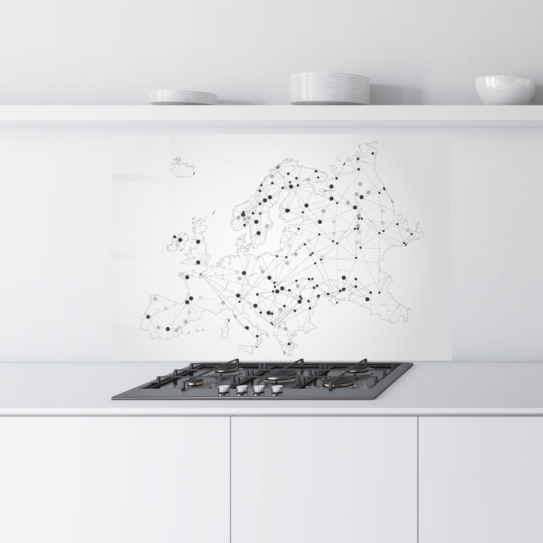 Küchenrückwand Glas Europe Line Map mockup 9