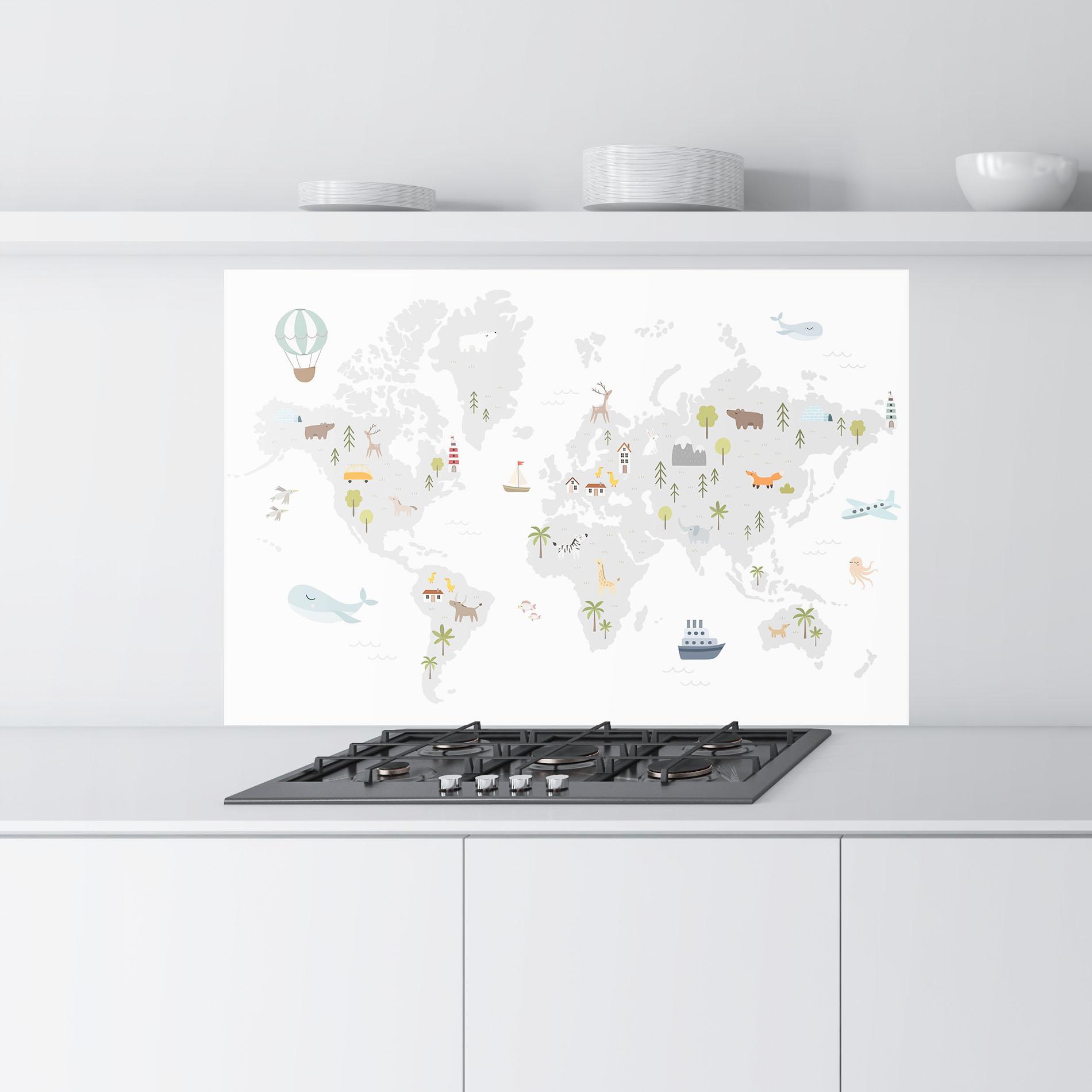 Küchenrückwand Glas Pretty Grey Map mockup 9
