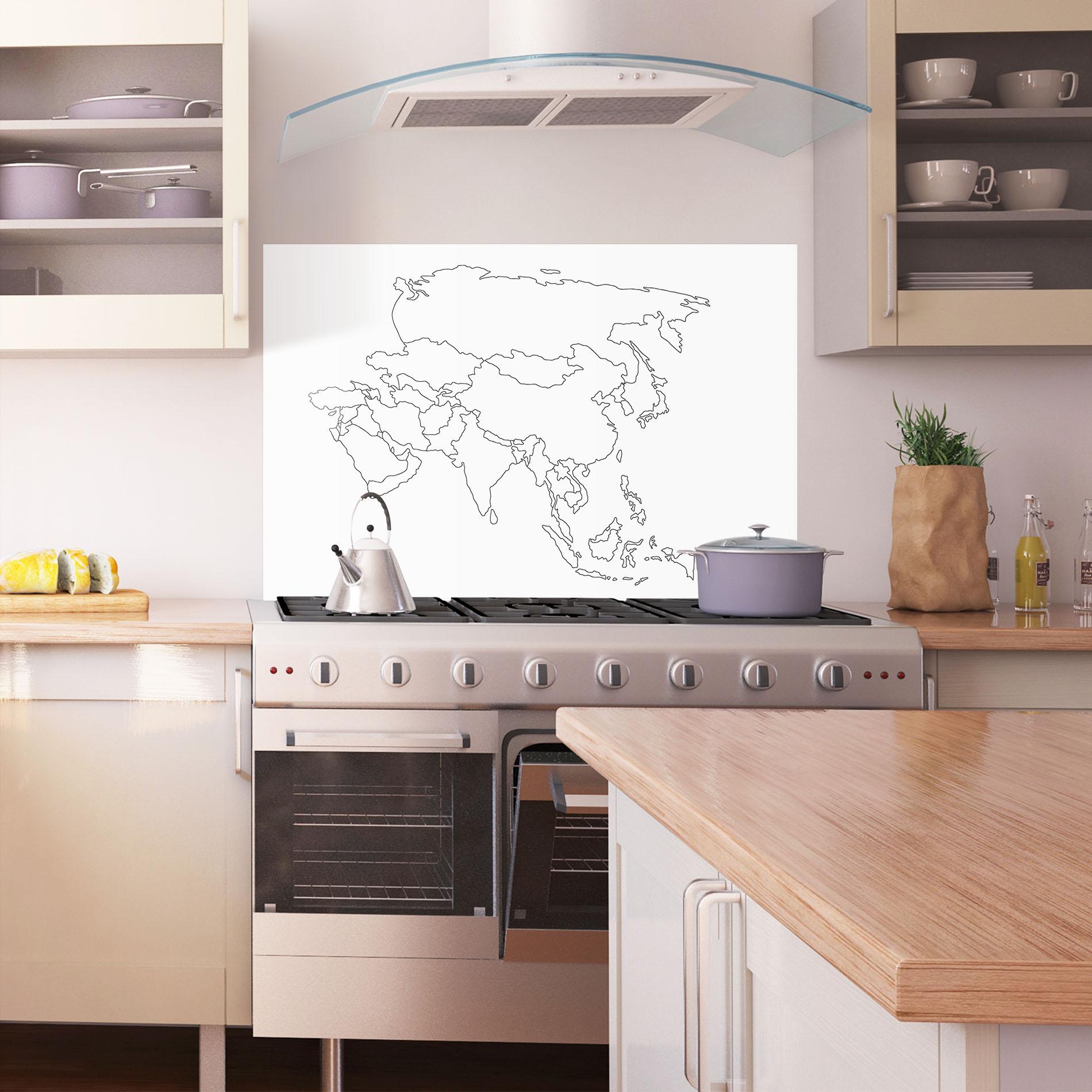Küchenrückwand Glas Asia Map Line mockup 1