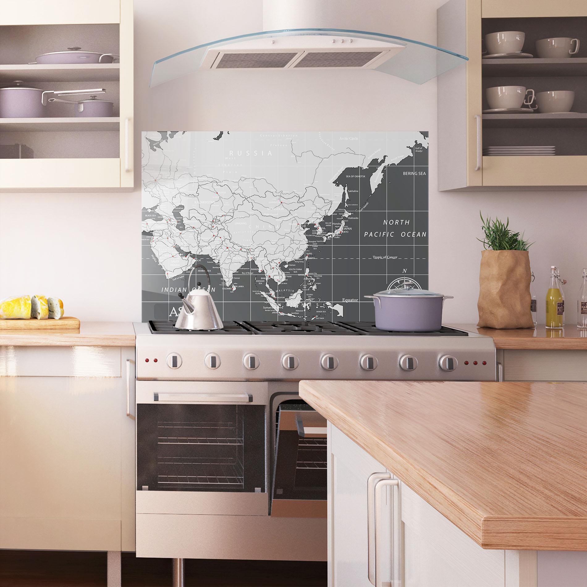 Küchenrückwand Glas Asia Minimal Map mockup 1